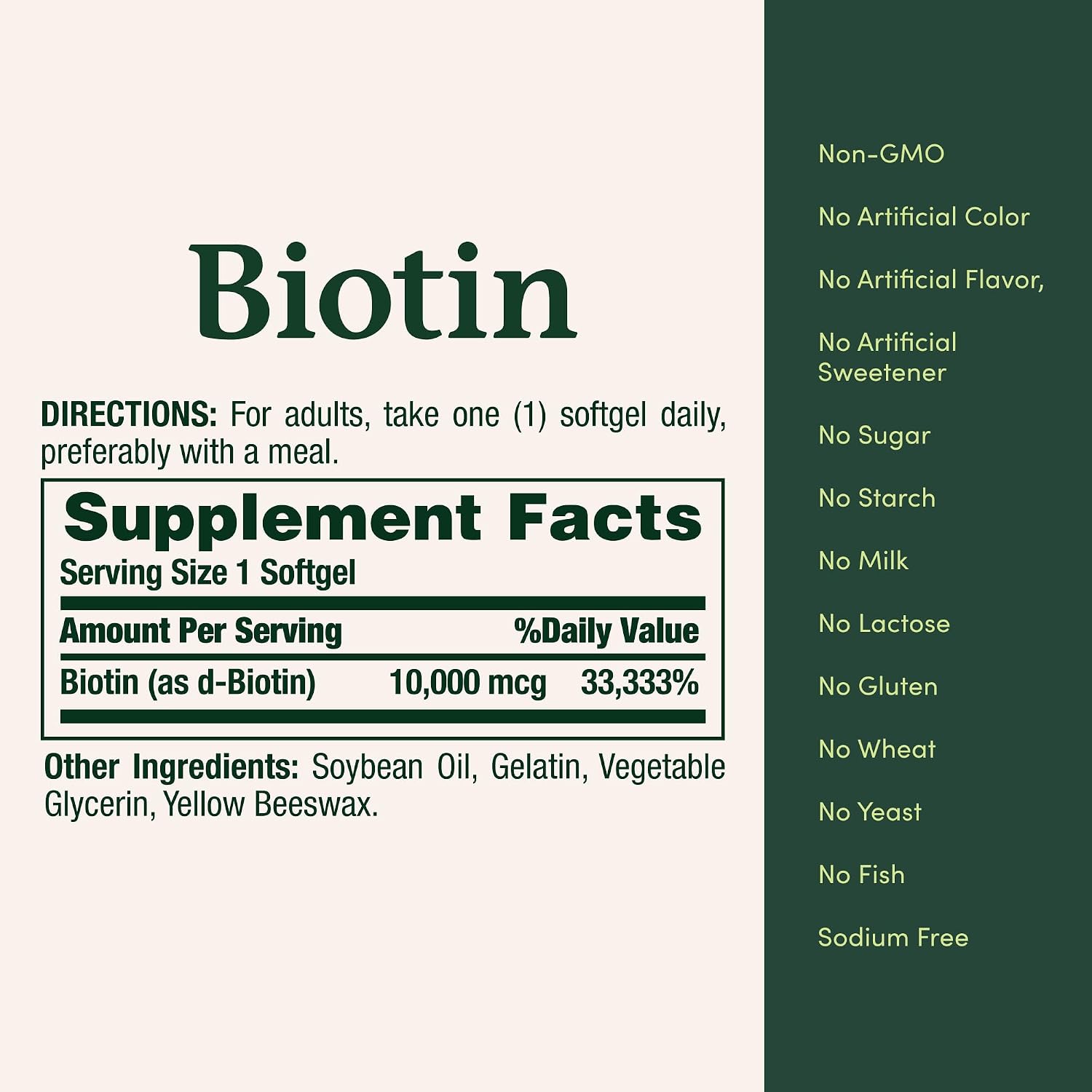Nature Bounty Biotin 10000mcg, 120 Rapid Release Softgels