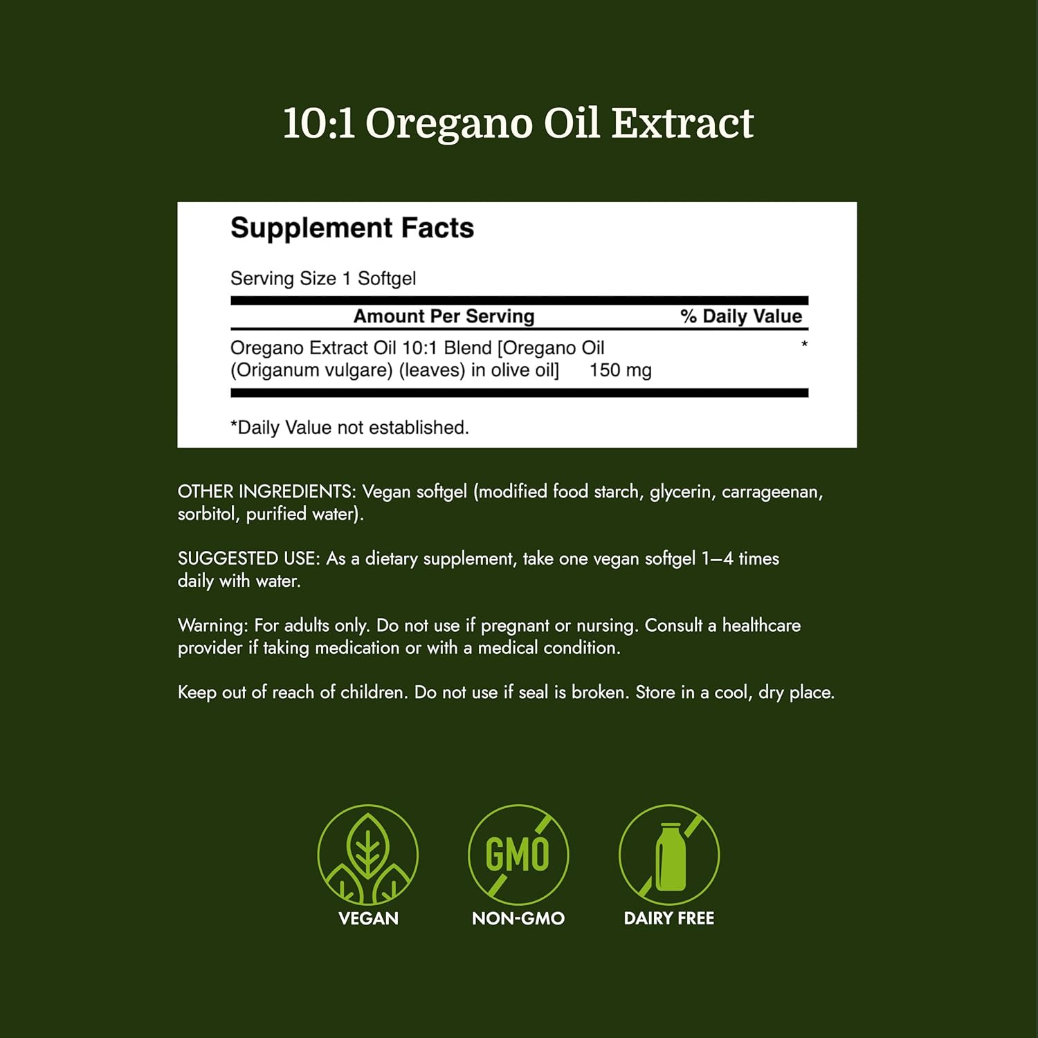 Swanson Oregano Oil 10:1 Extract 150mg, 120 Capsules