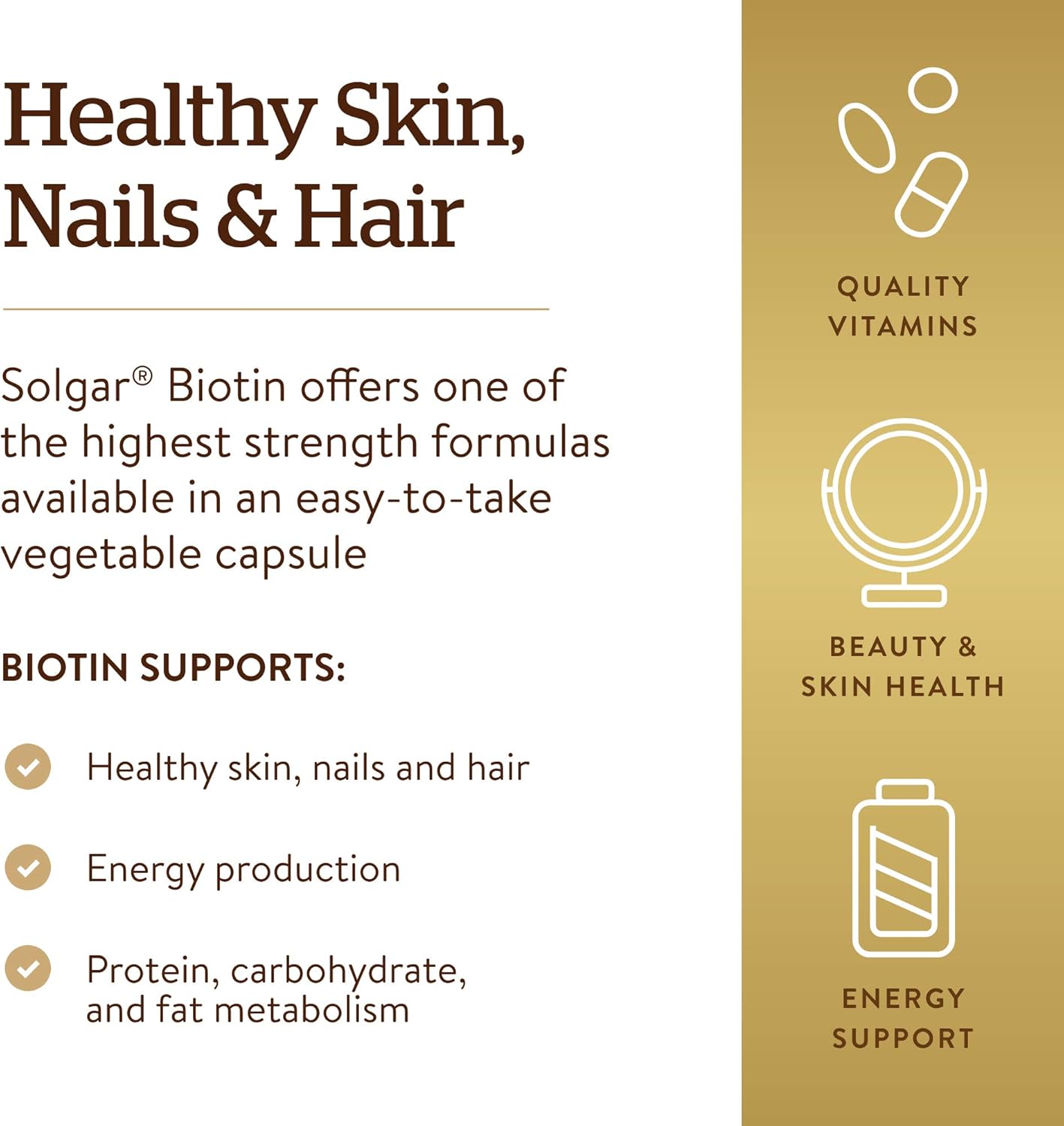 Solgar Biotin 10,000mcg, 120 Vegetable Capsules