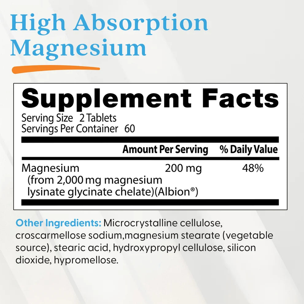 Doctor's Best High Absorption Magnesium 200mg, 120 Tablets