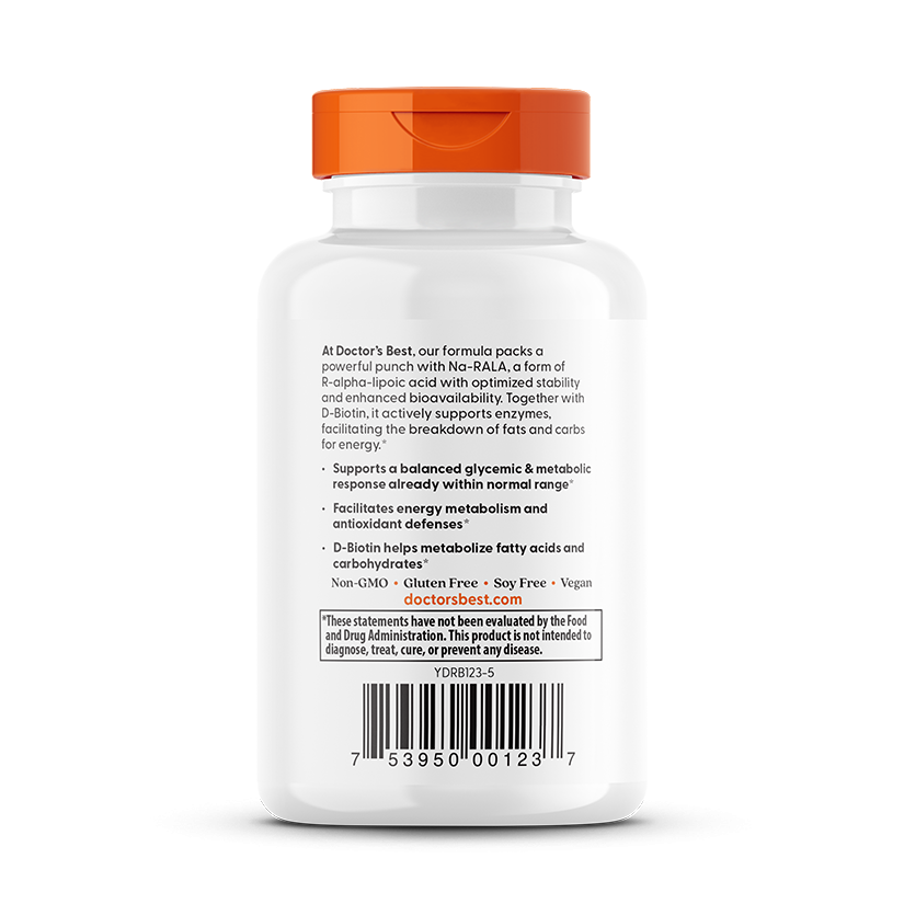 Doctor's Best Stabilized R-Lipoic Acid 100mg 60ct - supplement facts panel