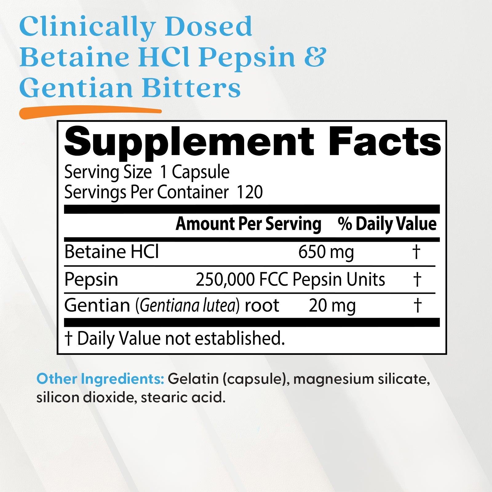 Doctor's Best Betaine HCl Pepsin Gentian Bitters 120ct - additional product view
