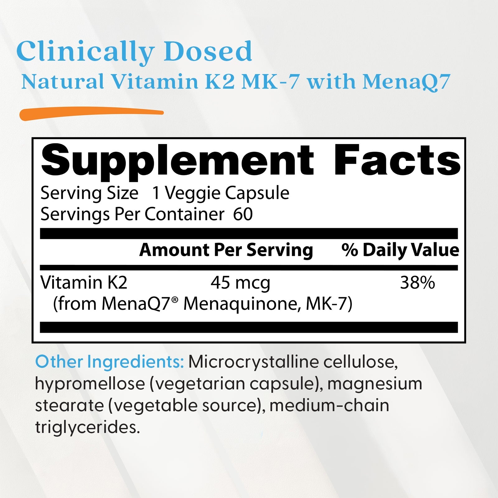 Doctor's Best Vitamin K2 MK-7 45mcg 60ct - additional product view