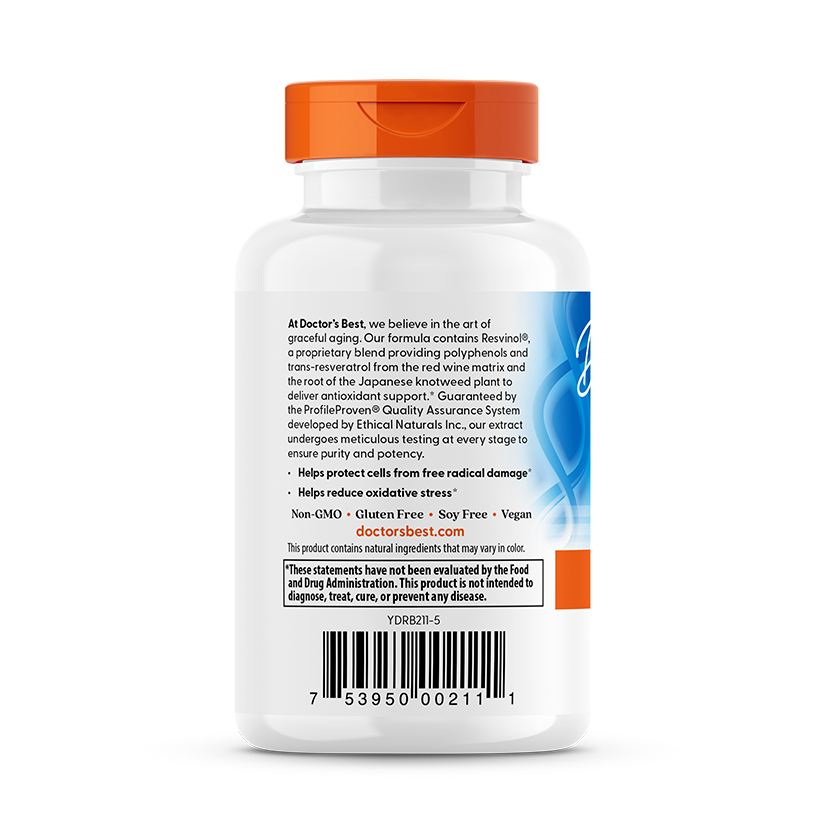 Doctor's Best Trans-Resveratrol 200mg 60ct - supplement facts panel