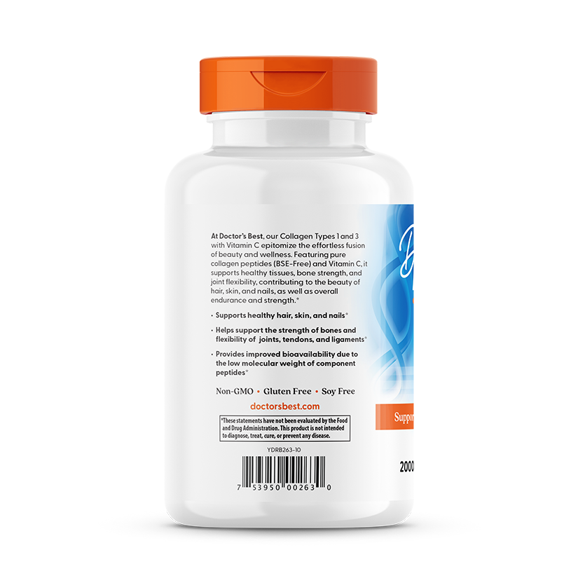 Doctor's Best Collagen Types 1 and 3 240ct - supplement facts panel