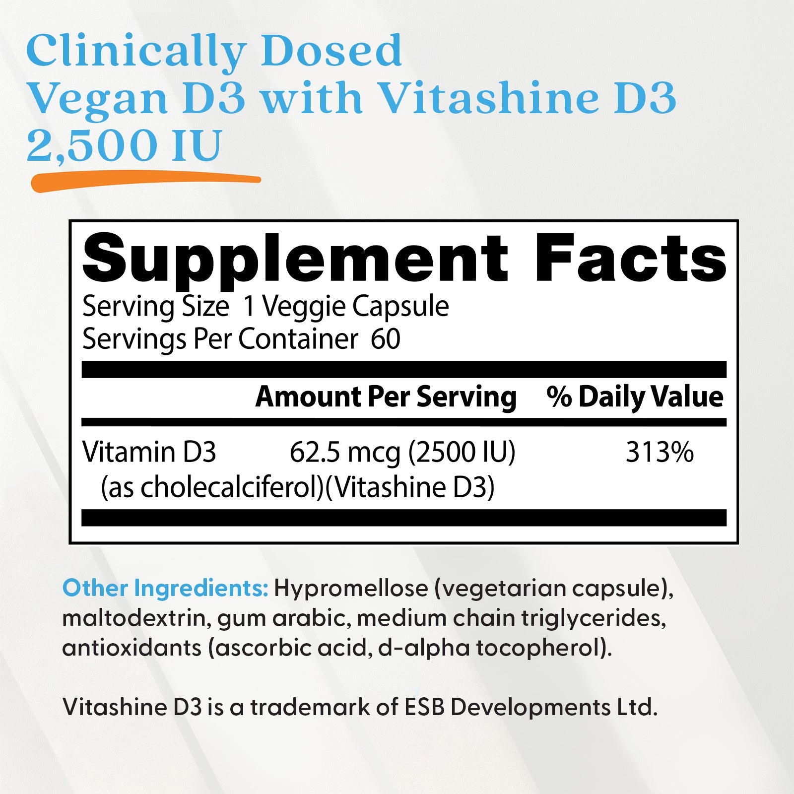 Doctor's Best Vegan D3 2500IU 60ct - additional product view