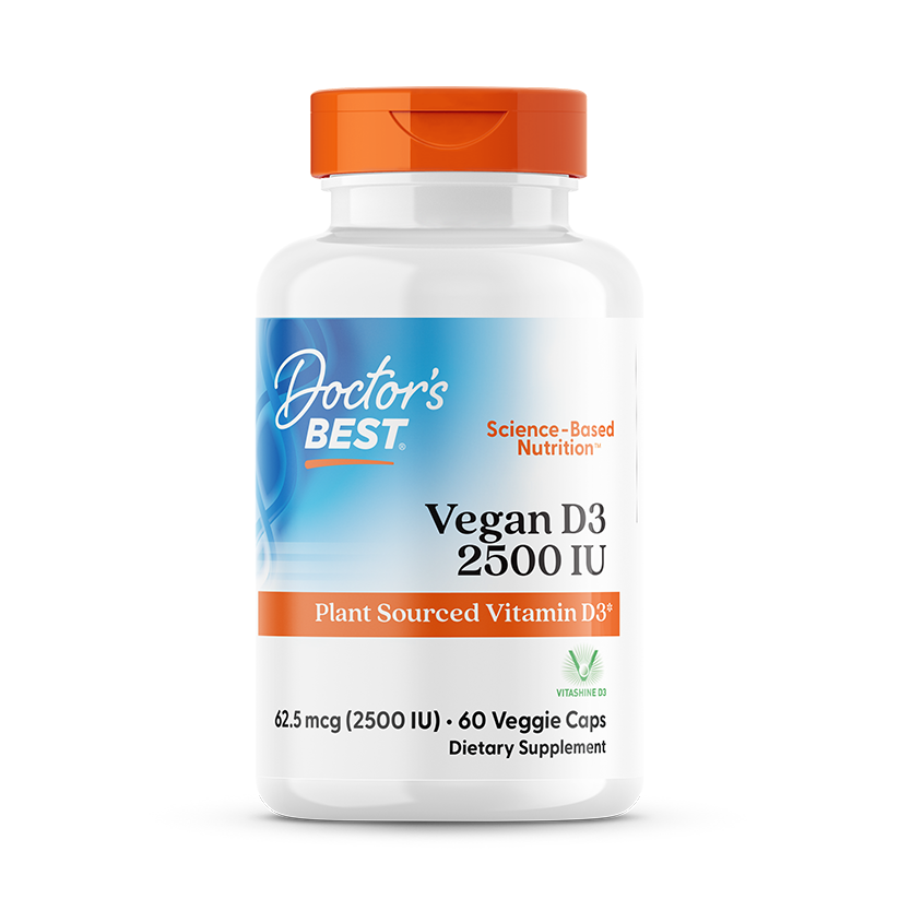 Doctor's Best Vegan D3 2500IU 60ct - front of bottle