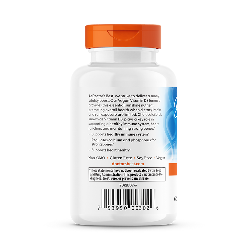 Doctor's Best Vegan D3 2500IU 60ct - supplement facts panel