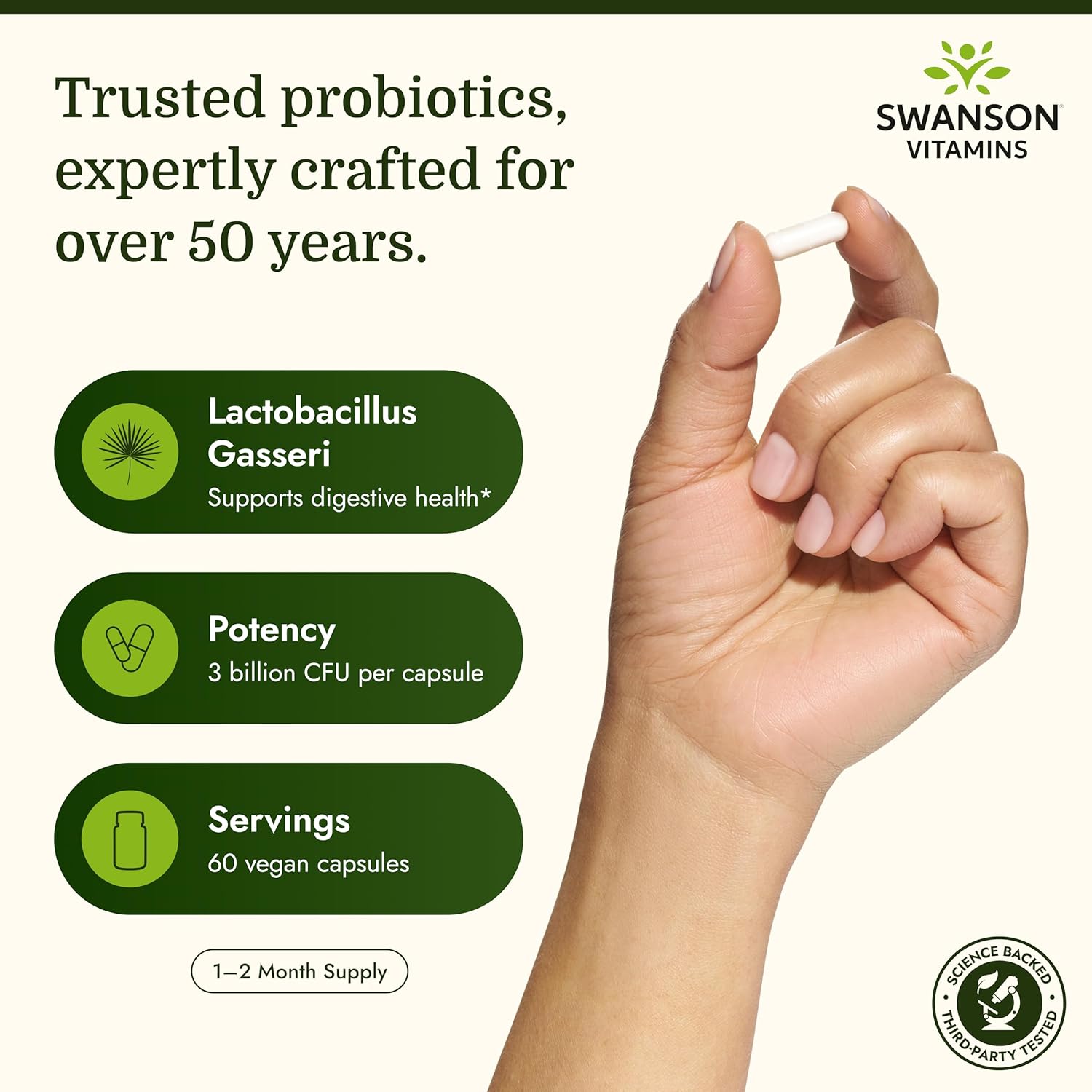 Swanson L. Gasseri Probiotic 3 Billion CFU, 60 Veggie Capsules