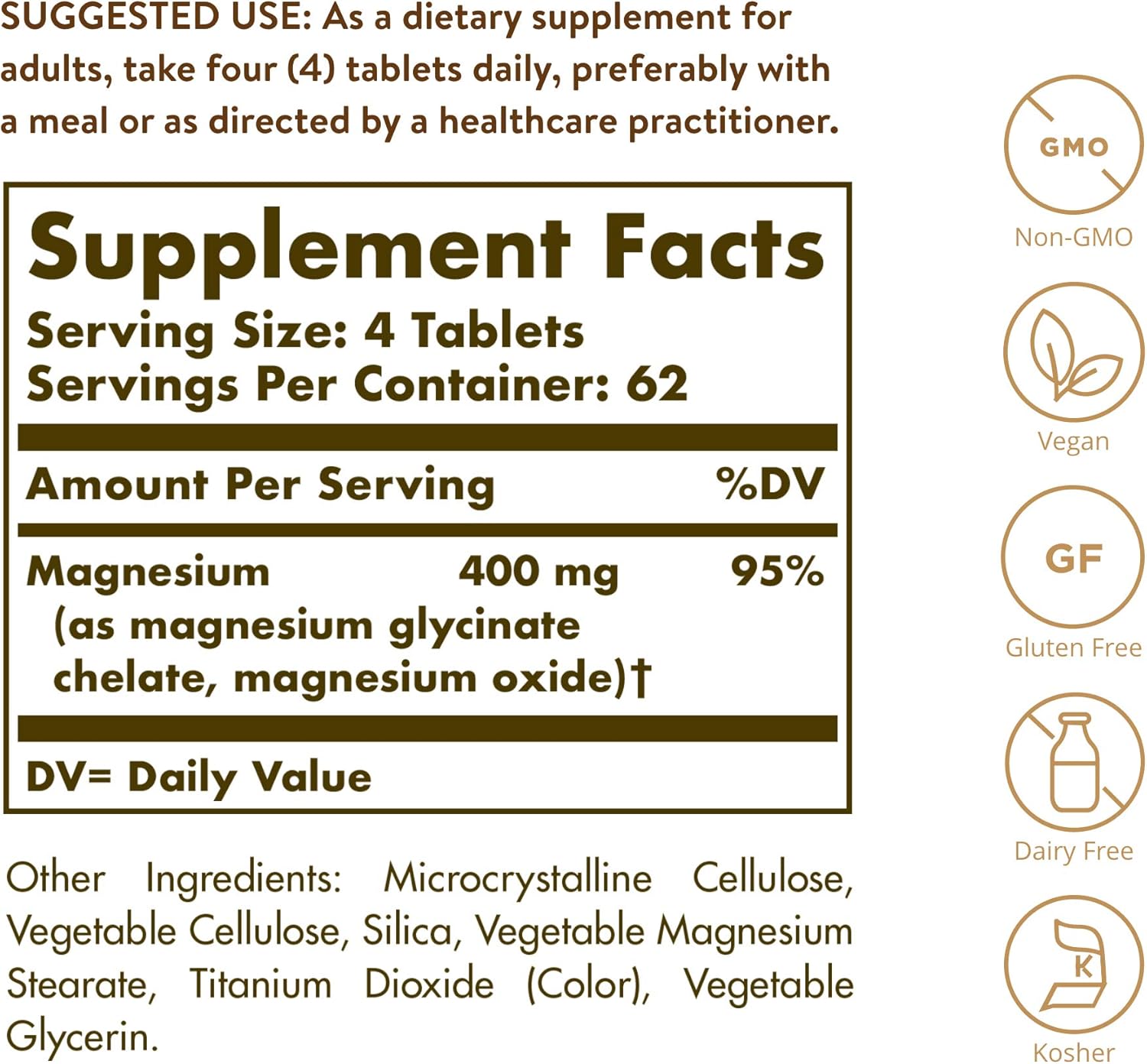 Solgar Chelated Magnesium, 250 Tablets
