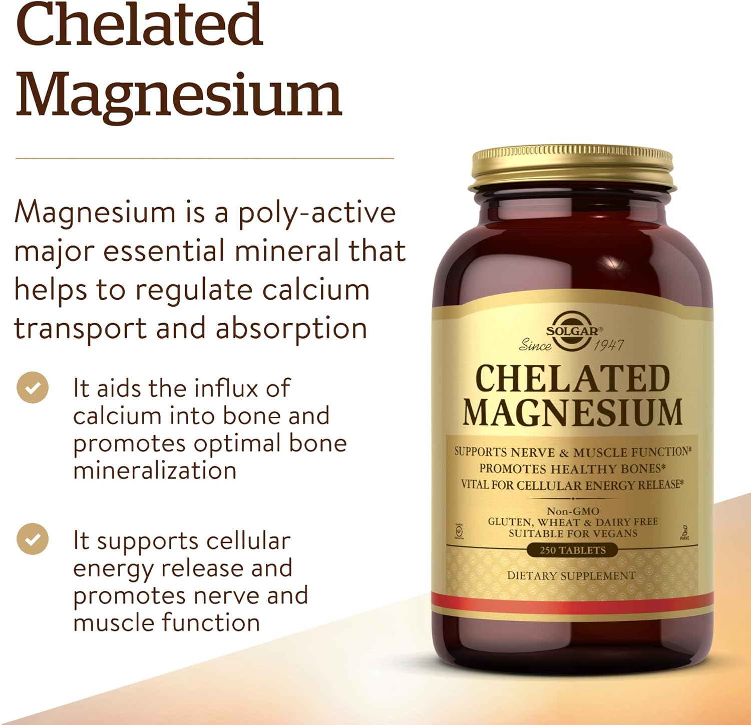 Solgar Chelated Magnesium, 250 Tablets