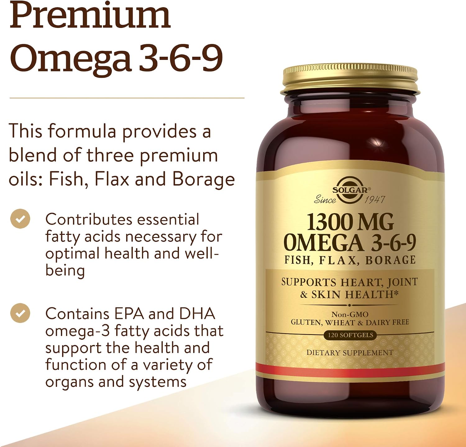 Solgar Omega 3-6-9 1300mg, 120 Softgels