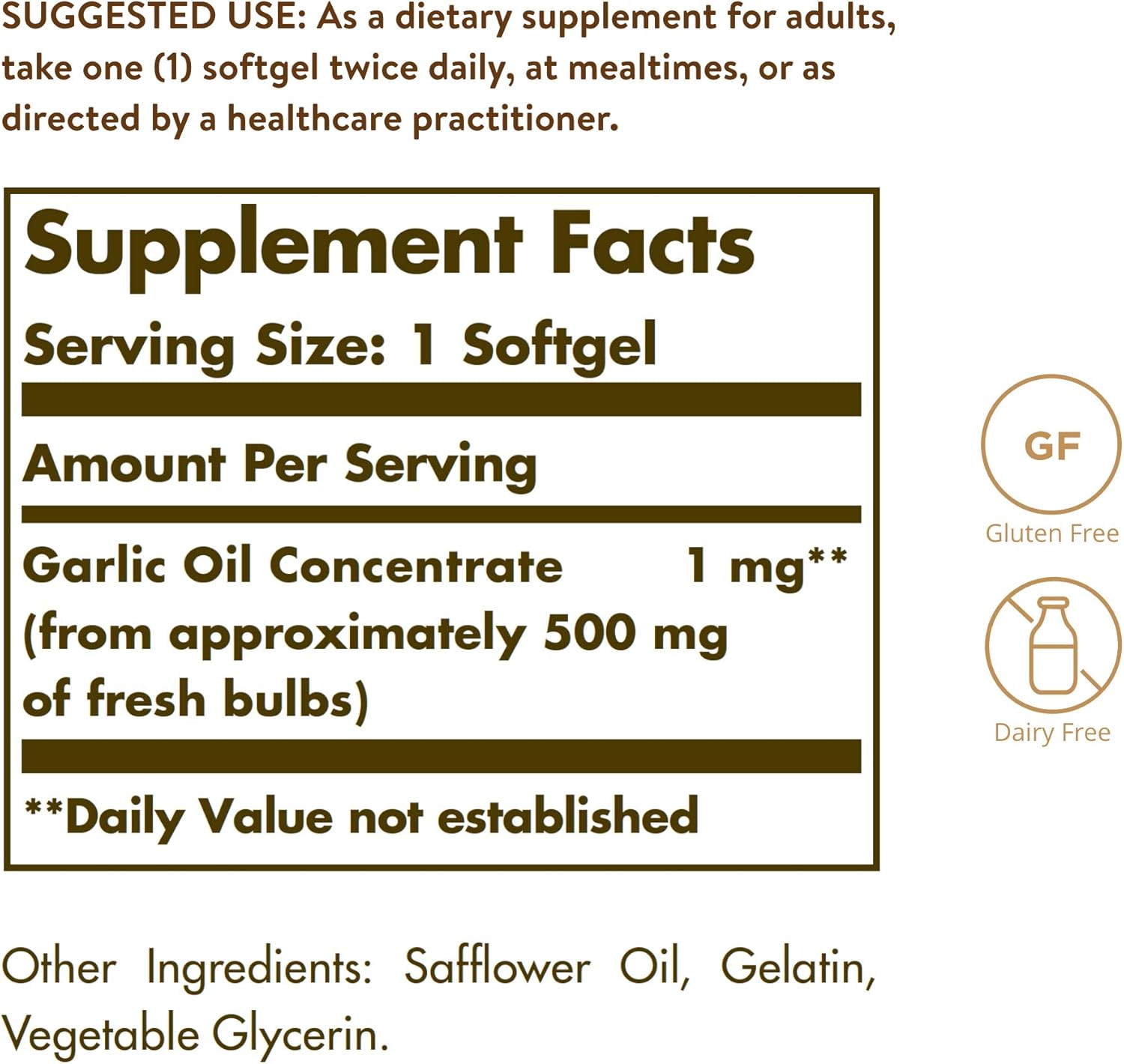 Solgar Garlic Oil Perles, 250 Softgels