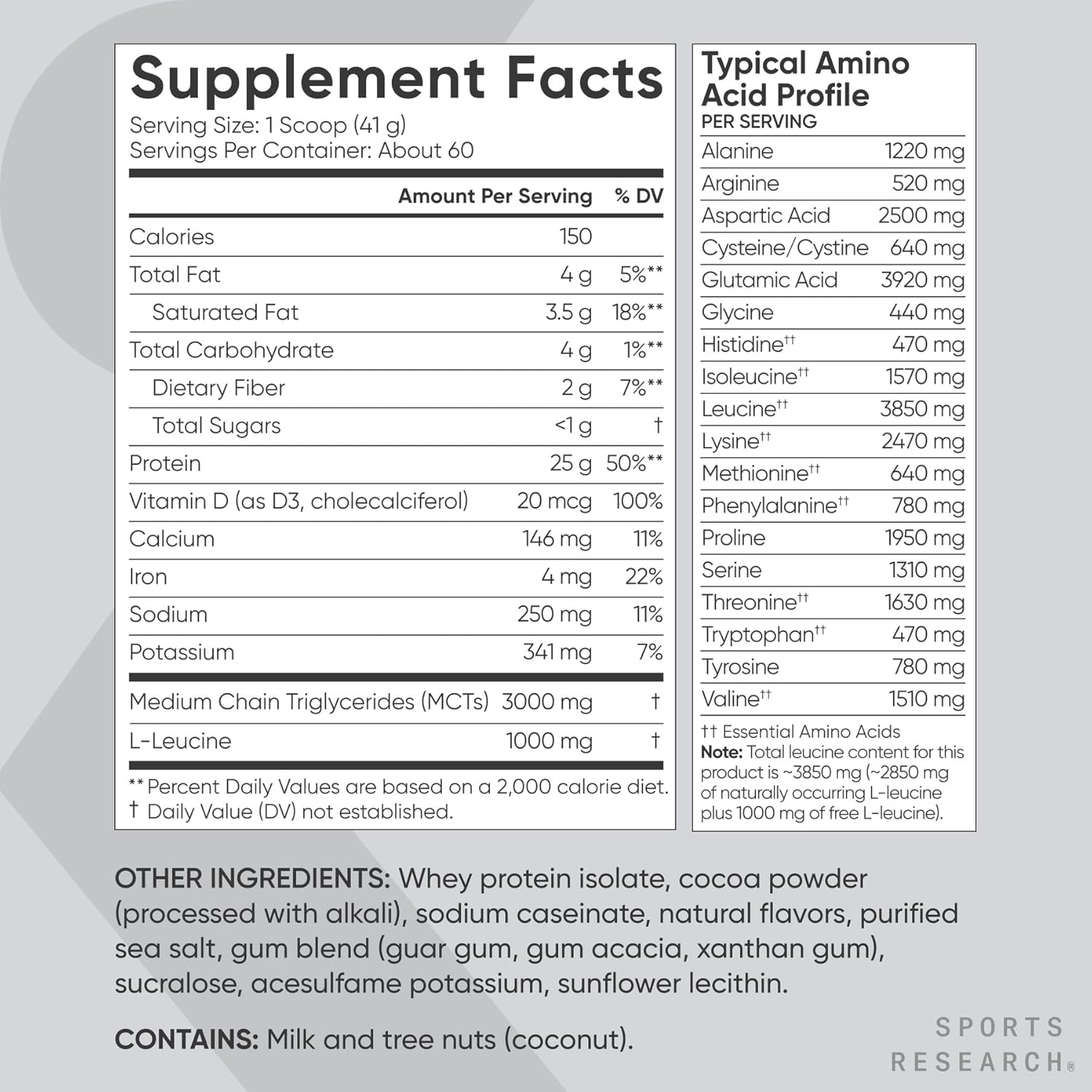 Sports Research Whey Protein Isolate Dutch Chocolate, 36.2 oz