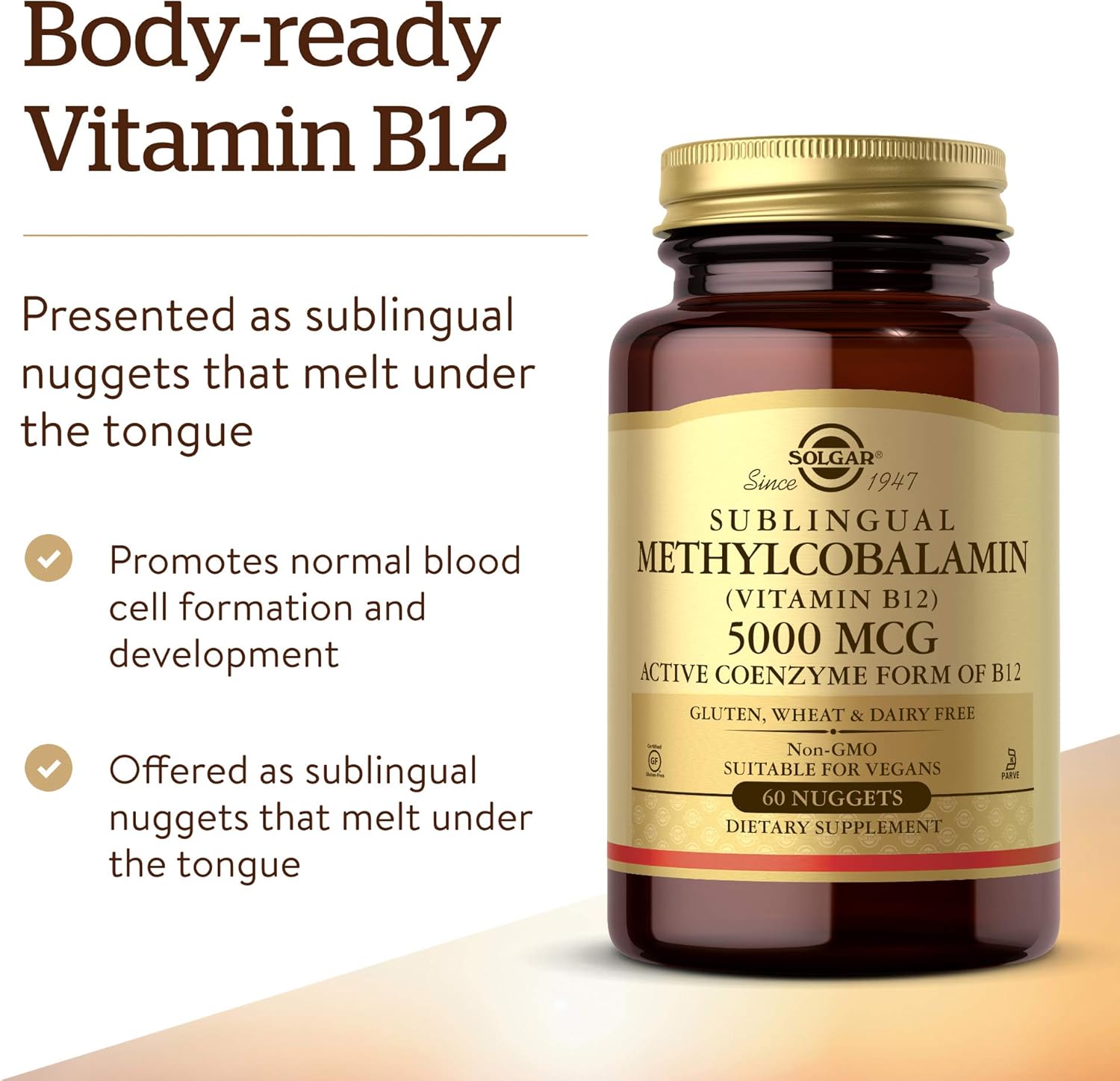 Solgar Sublingual Methylcobalamin B12 5000mcg, 60 Tablets