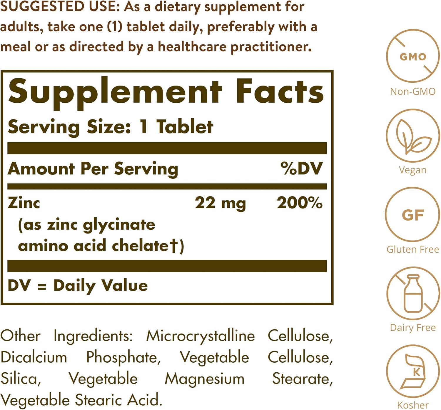 Solgar Chelated Zinc, 250 Tablets