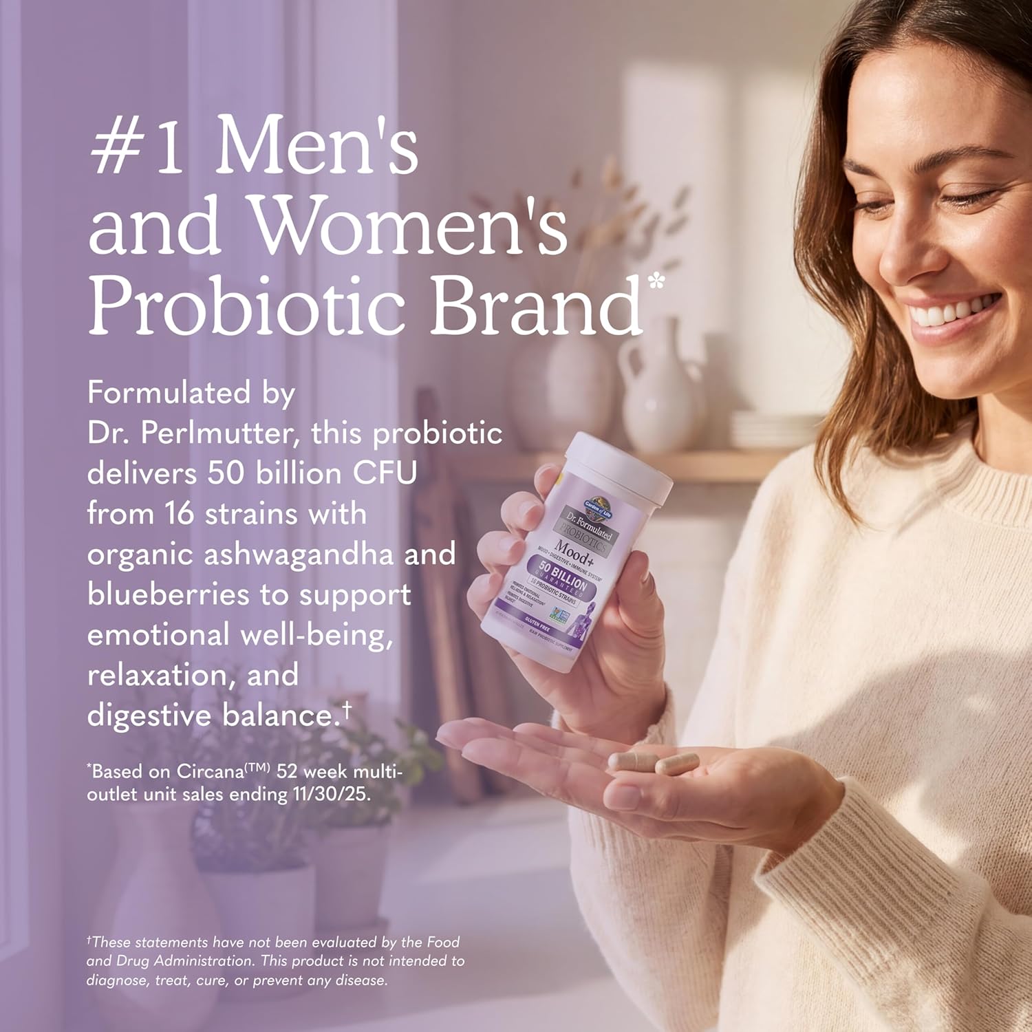 Garden of Life Dr. Formulated Probiotics Mood+, 60 Vegetarian Capsules