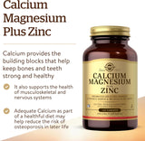 Solgar Calcium Magnesium Zinc, 100 Tablets