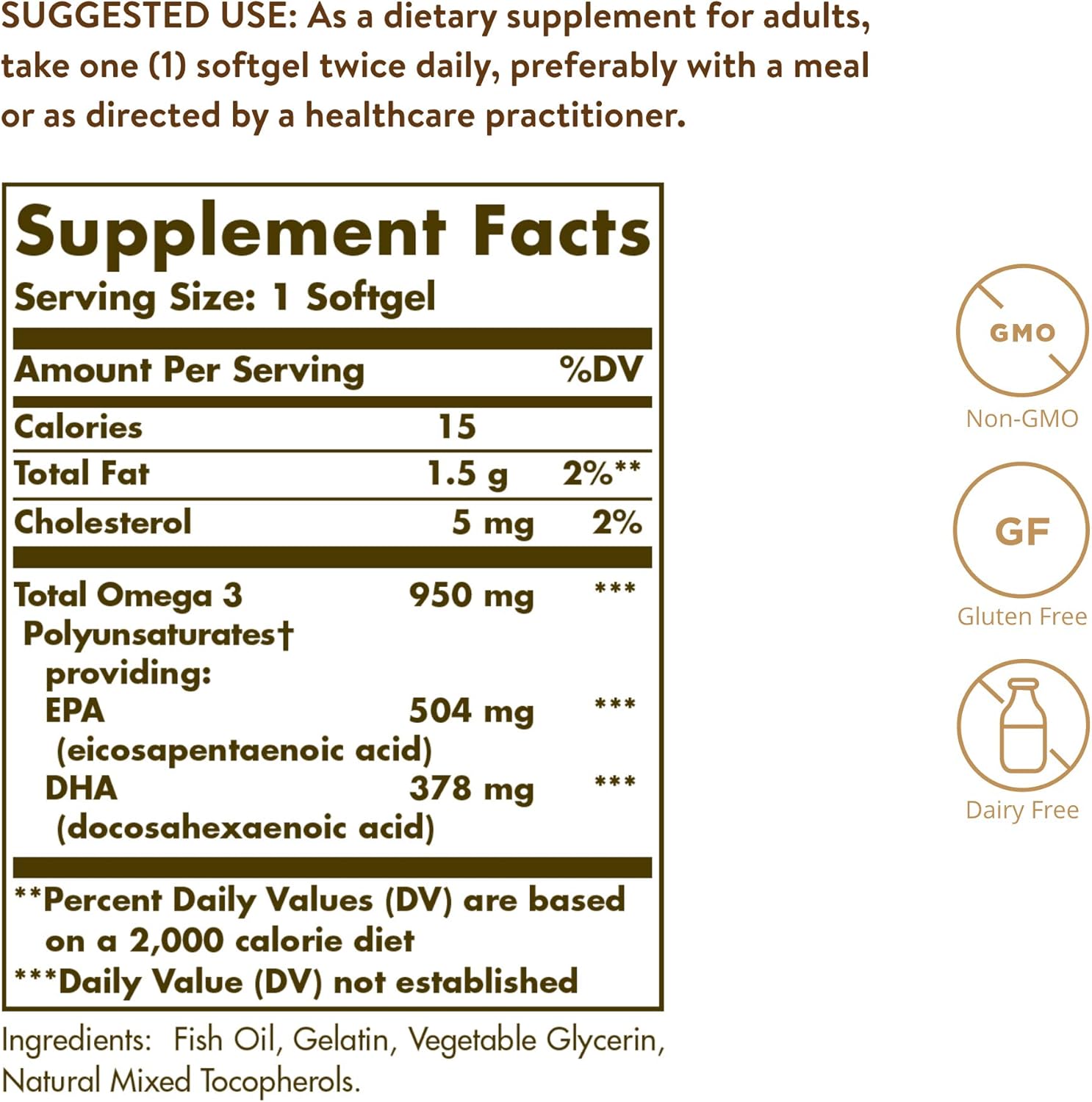 Solgar Omega-3 950mg, 100 Softgels
