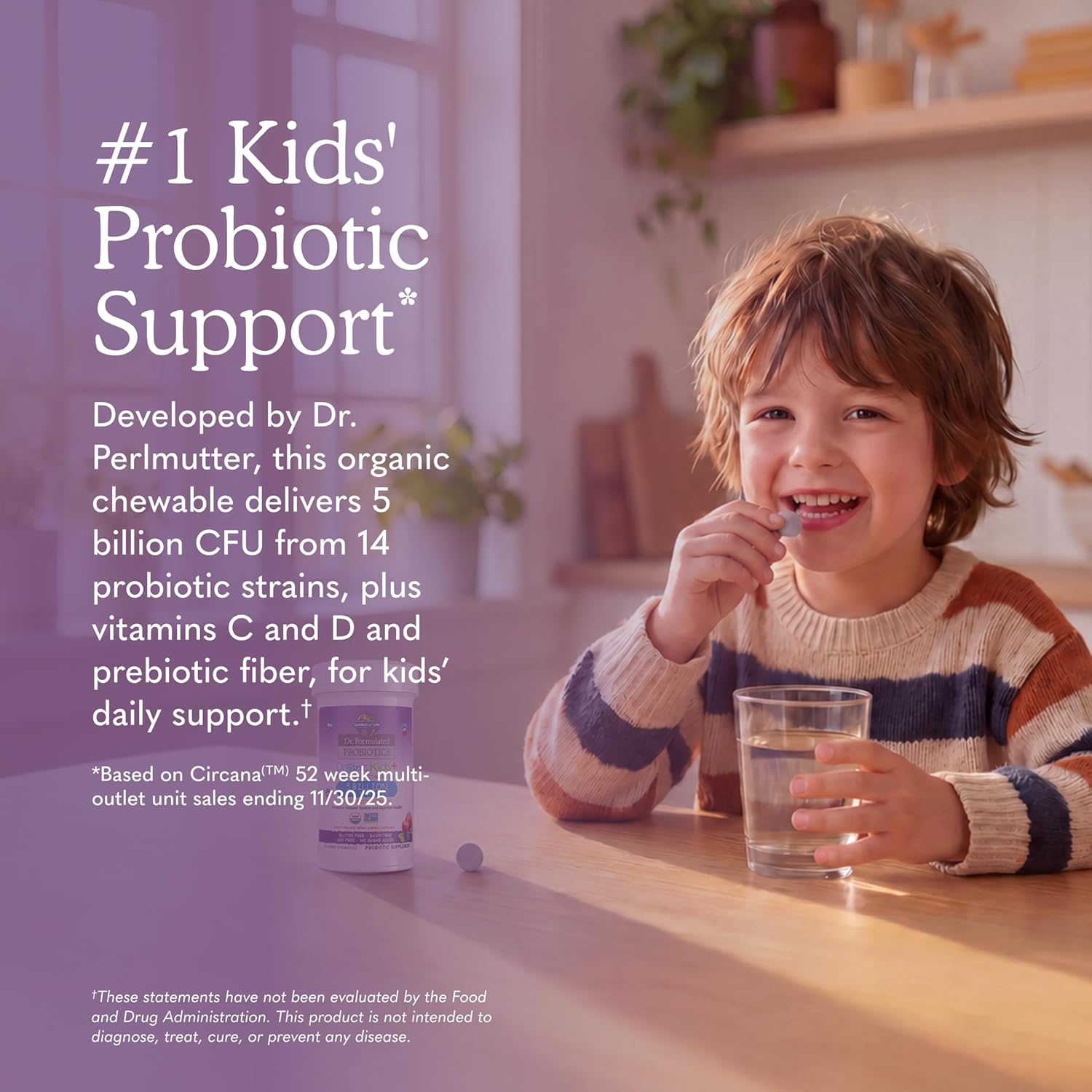 Garden of Life Dr. Formulated Probiotics Organic Kids+, Cherry, 30 Chewables