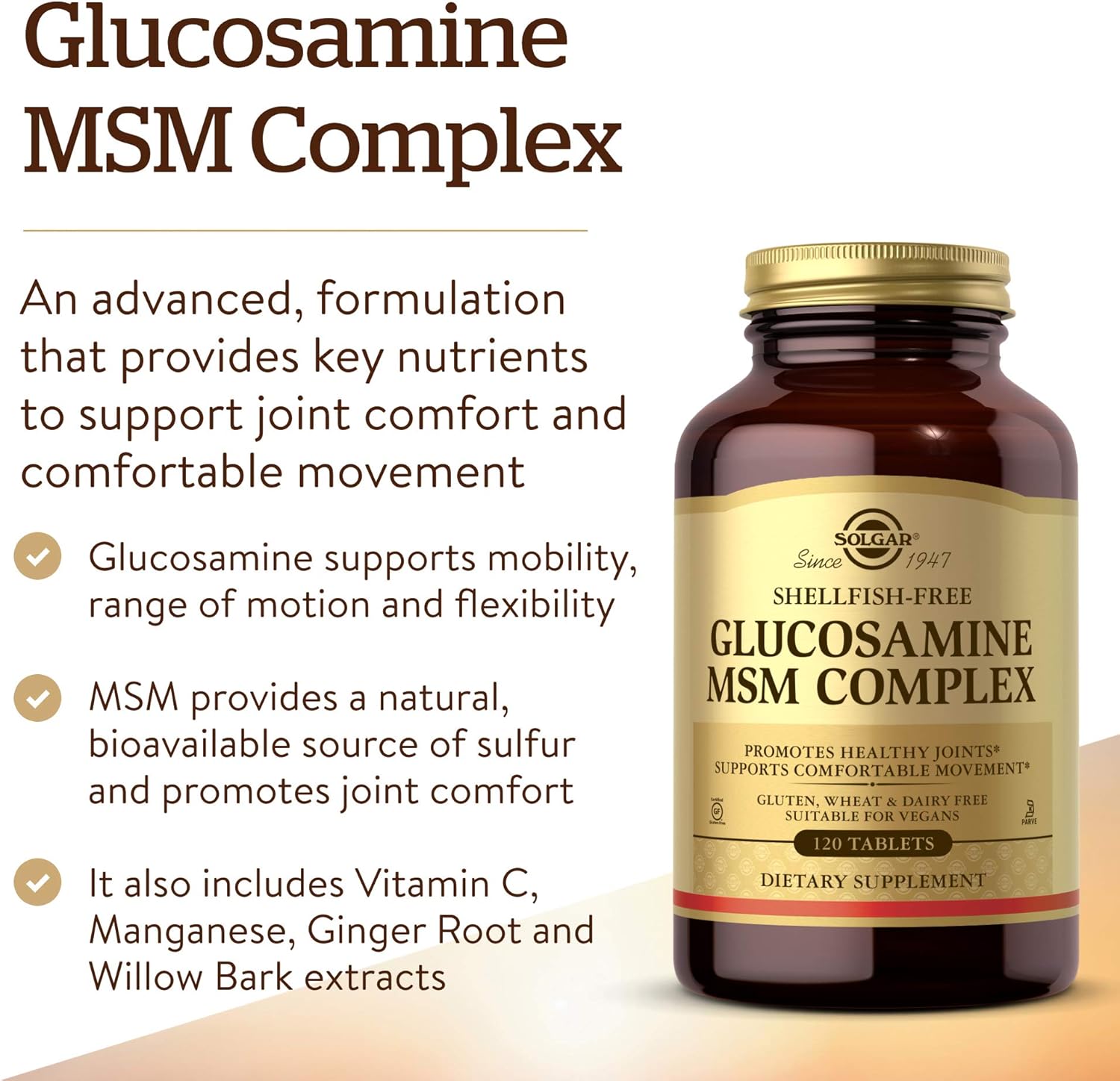 Solgar Glucosamine MSM Complex, 120 Tablets