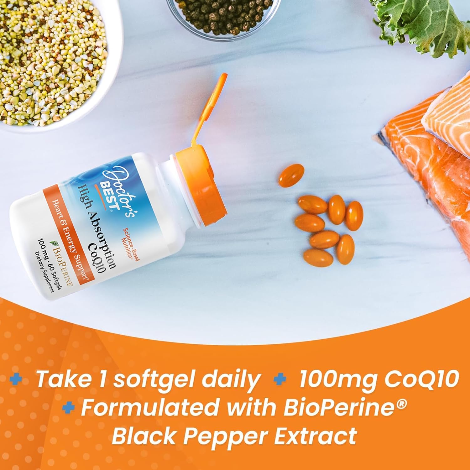 Doctor's Best High Absorption CoQ10 100mg, 60 Veggie Caps