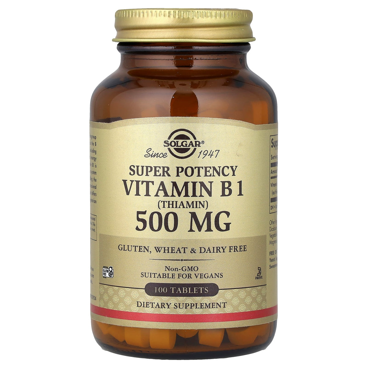 Solgar Super Potency Vitamin B1 500mg 100ct - front of bottle