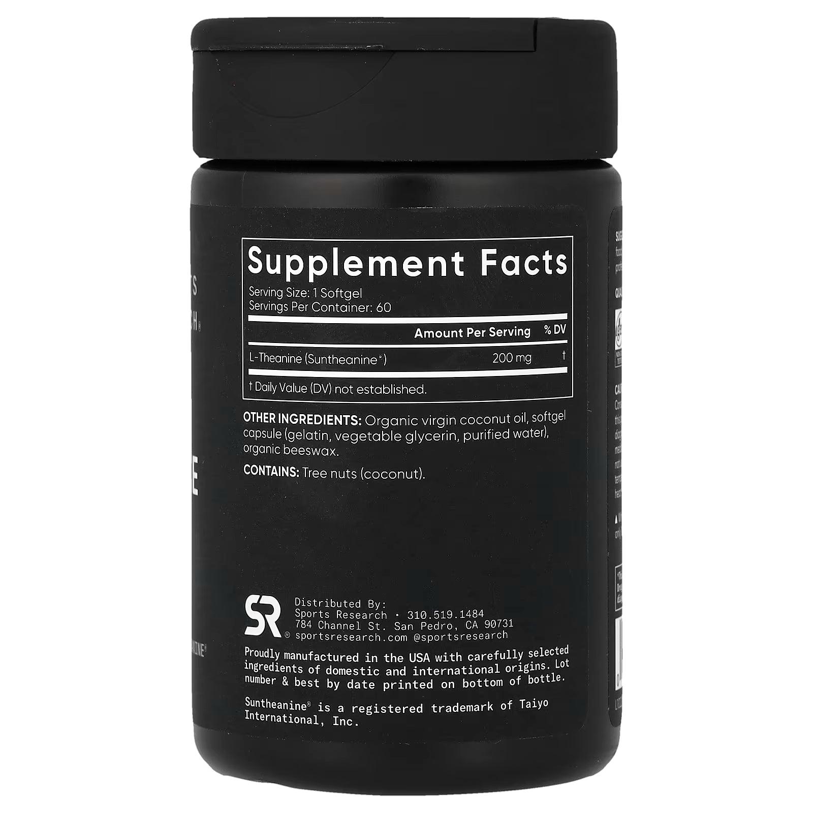 Sports Research L-Theanine 200mg 60ct - right angle view
