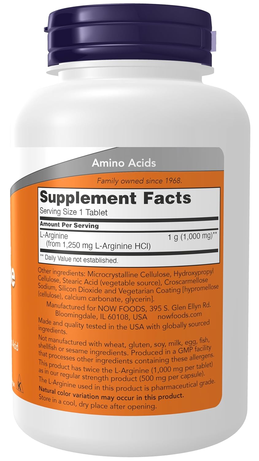 Now Foods Double Strength L Arginine 1000 Mg Tablets - 120 Count