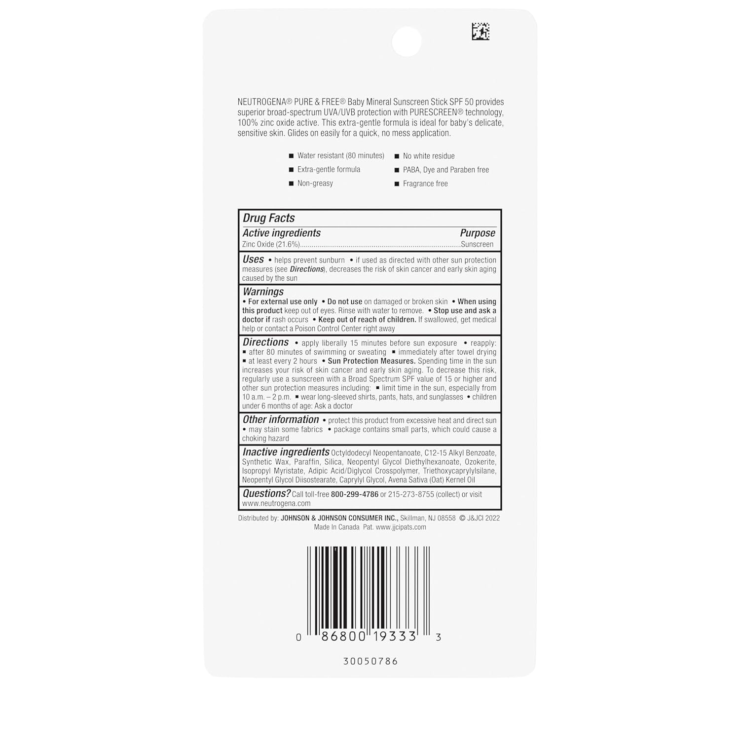 Neutrogena Pure and free baby stick