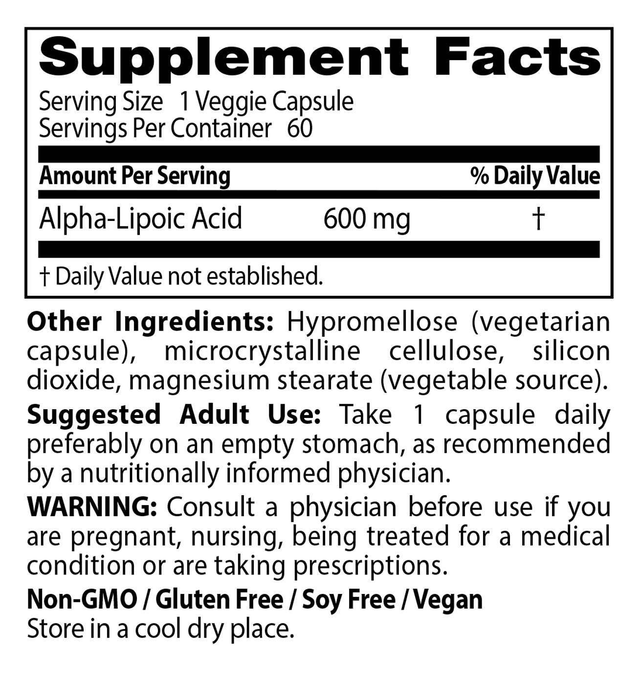 Doctor's BEST Alpha-Lipoic Acid 600 Mg 60 Veggie Caps