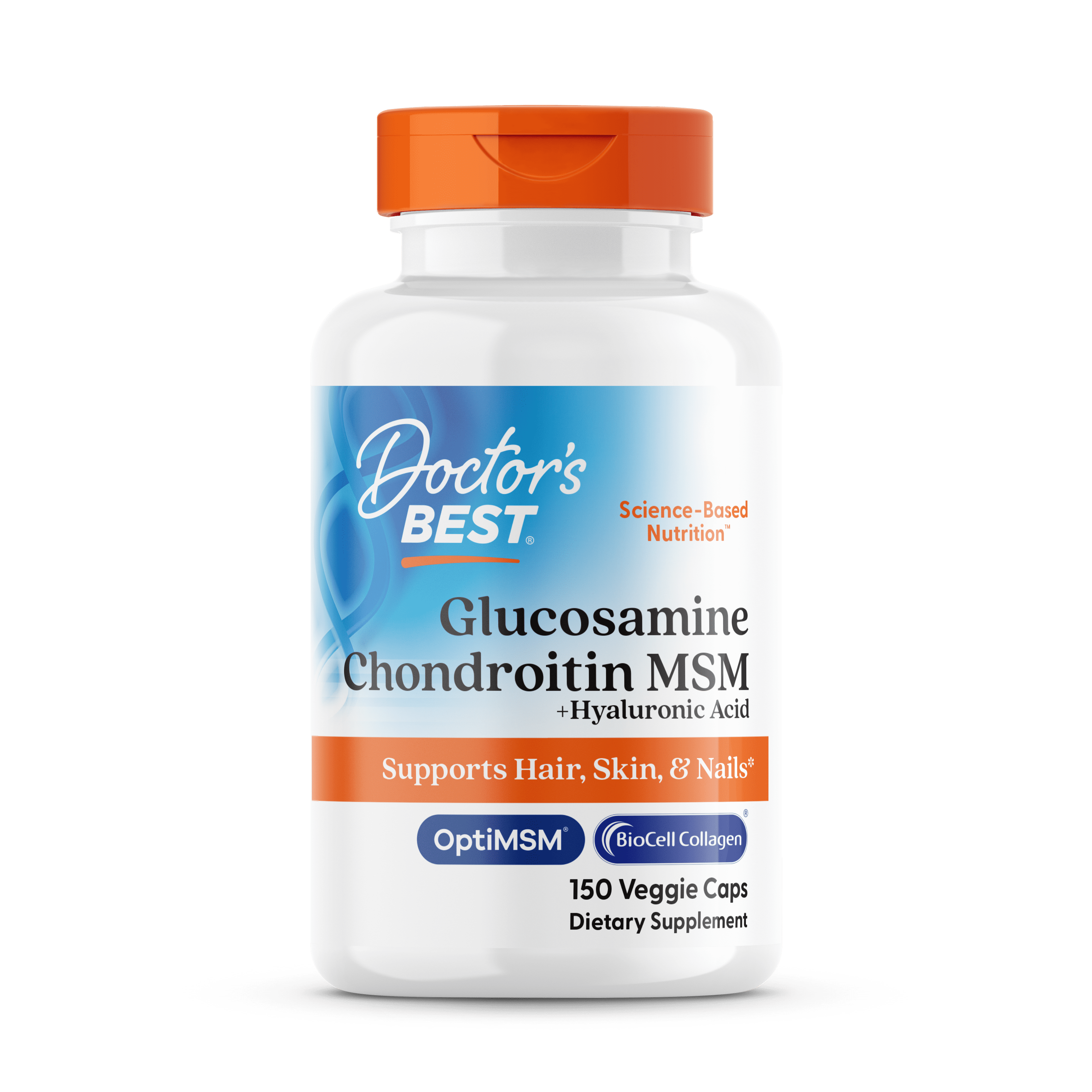 Doctor's Best Glucosamine Chondroitin MSM Hyaluronic Acid 150ct - front of bottle