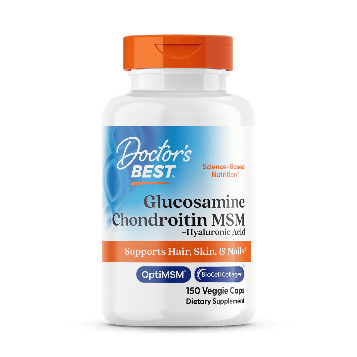 Doctor's Best Glucosamine Chondroitin MSM Hyaluronic Acid 150ct - front of bottle