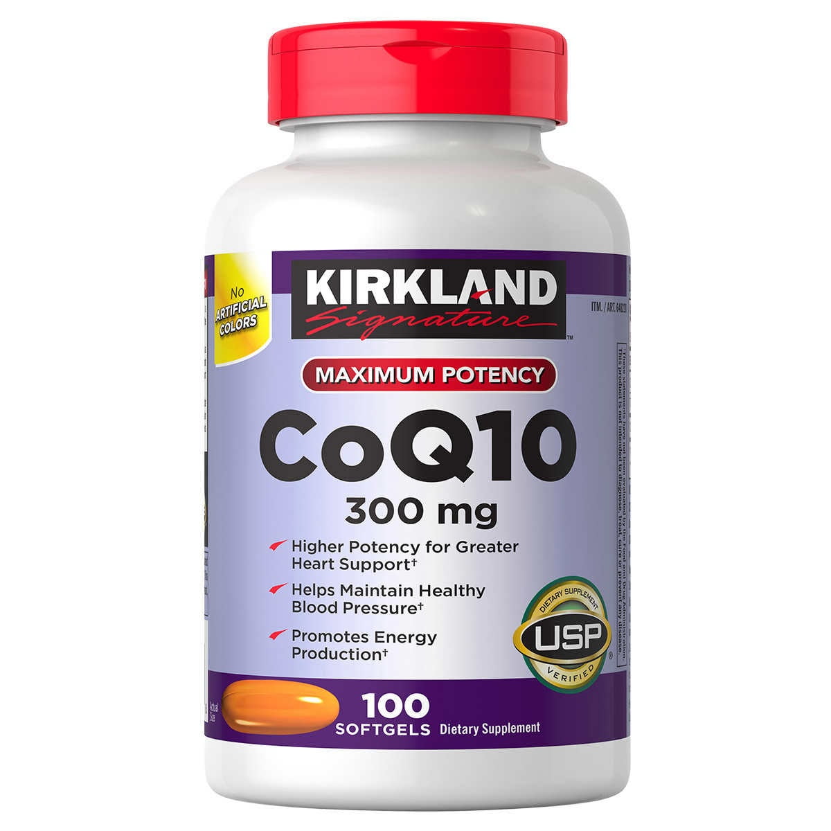 Kirkland Signature CoQ10 300mg 100ct - front of bottle