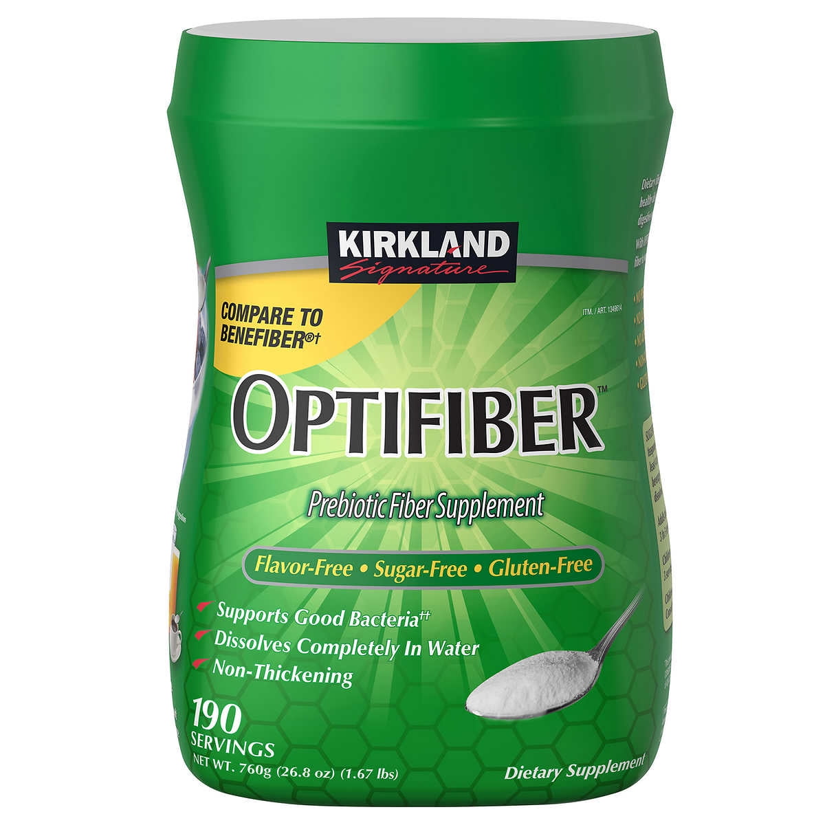 Kirkland Signature Optifiber 26.8oz 190 servings - front of container