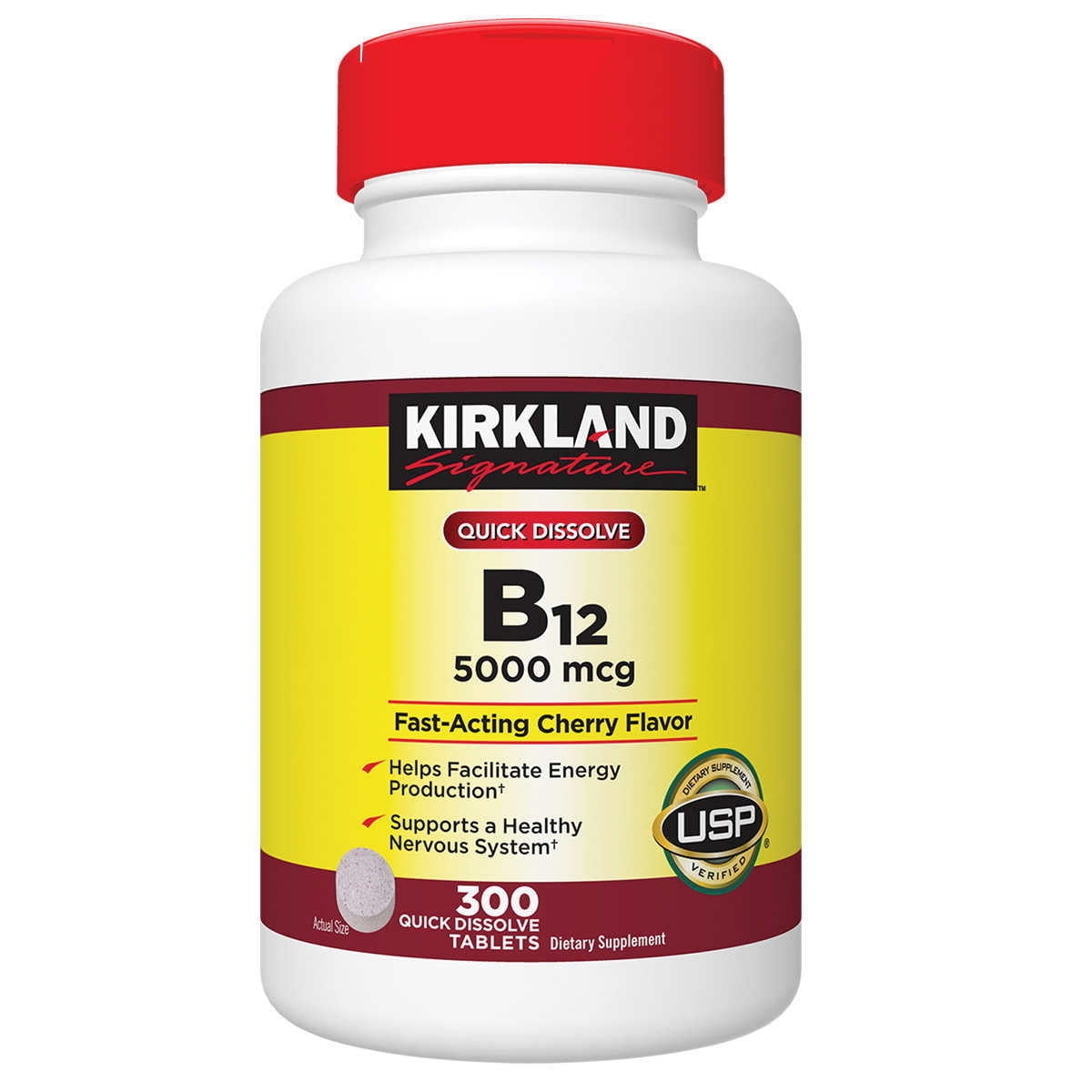 Kirkland Signature Quick Dissolve B-12 300ct - front of bottle