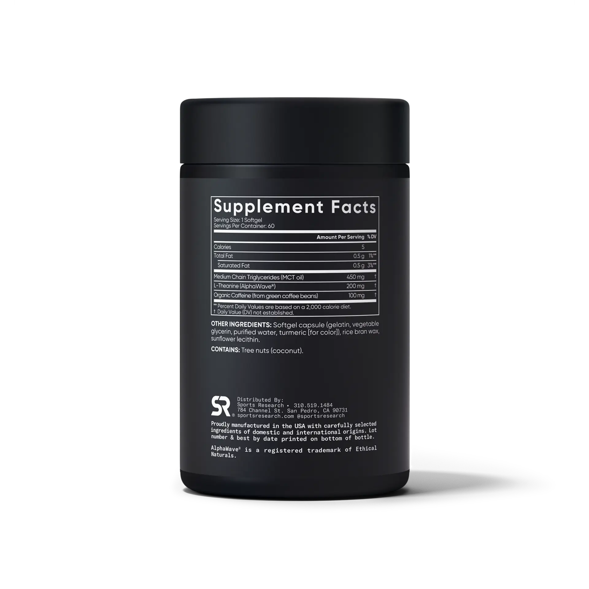 Sports Research L-Theanine + Caffeine, 60 Softgels
