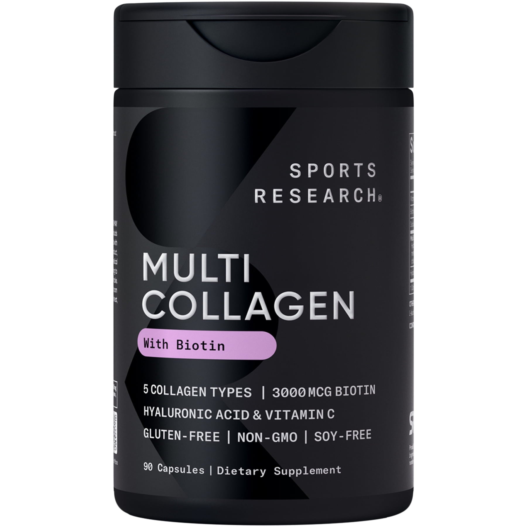 Sports Research Biotin-Infused Collagen Peptides Complex 90ct - front of bottle