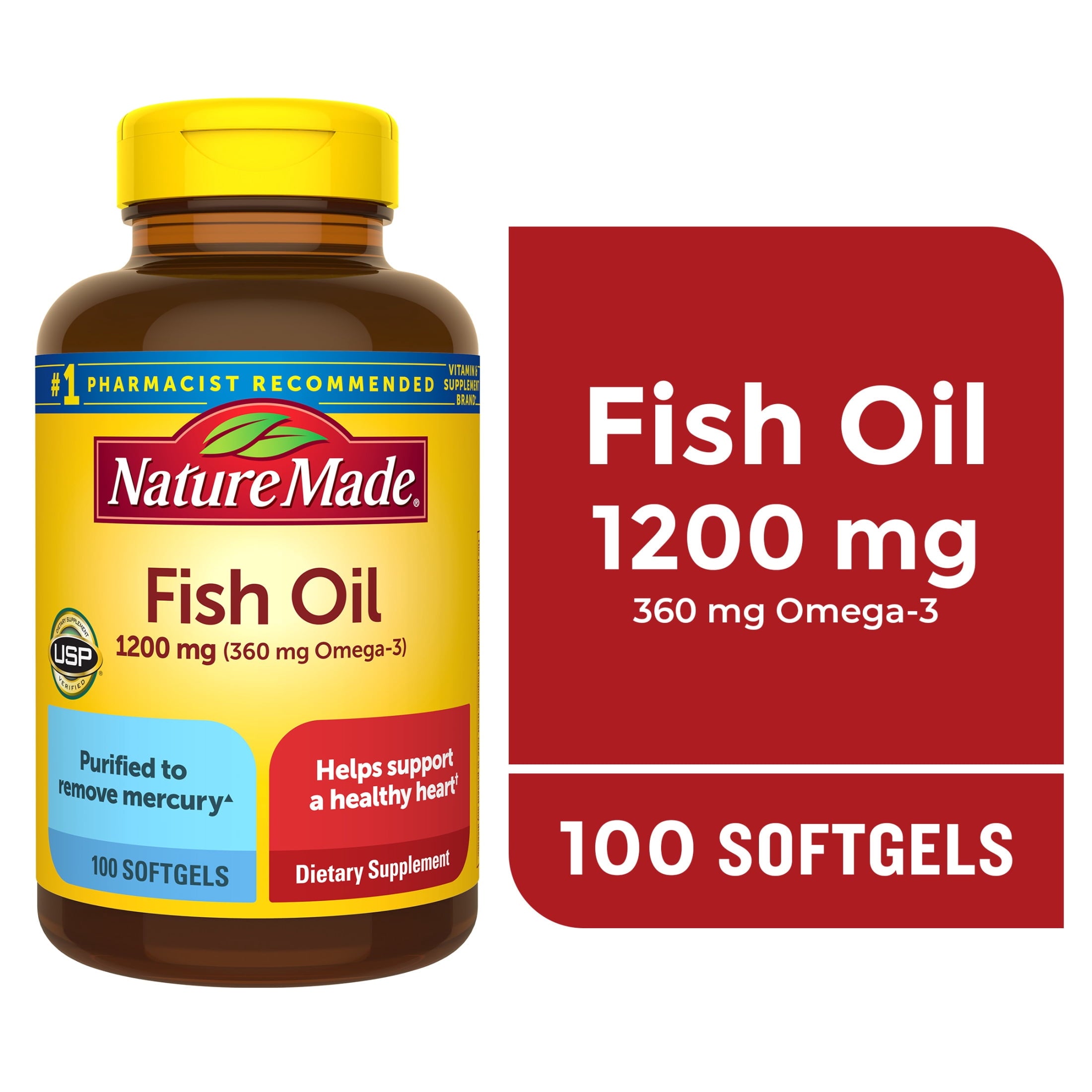 Nature Made Fish Oil 1200mg 100ct - front of bottle