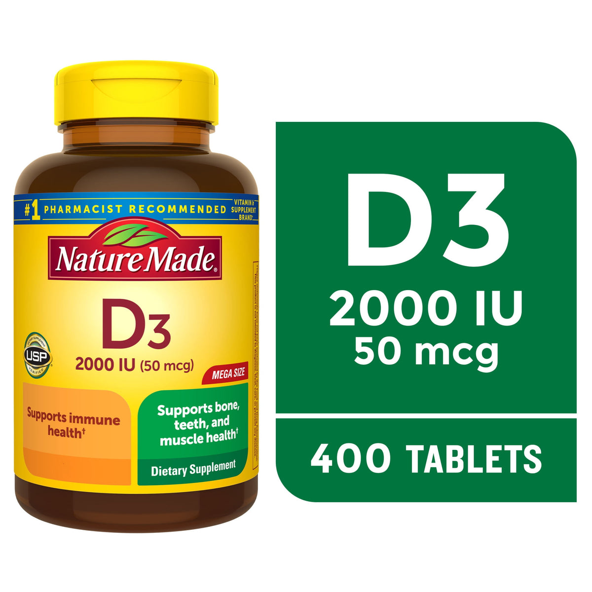 Nature Made Vitamin D3 2000IU 400ct - front of bottle