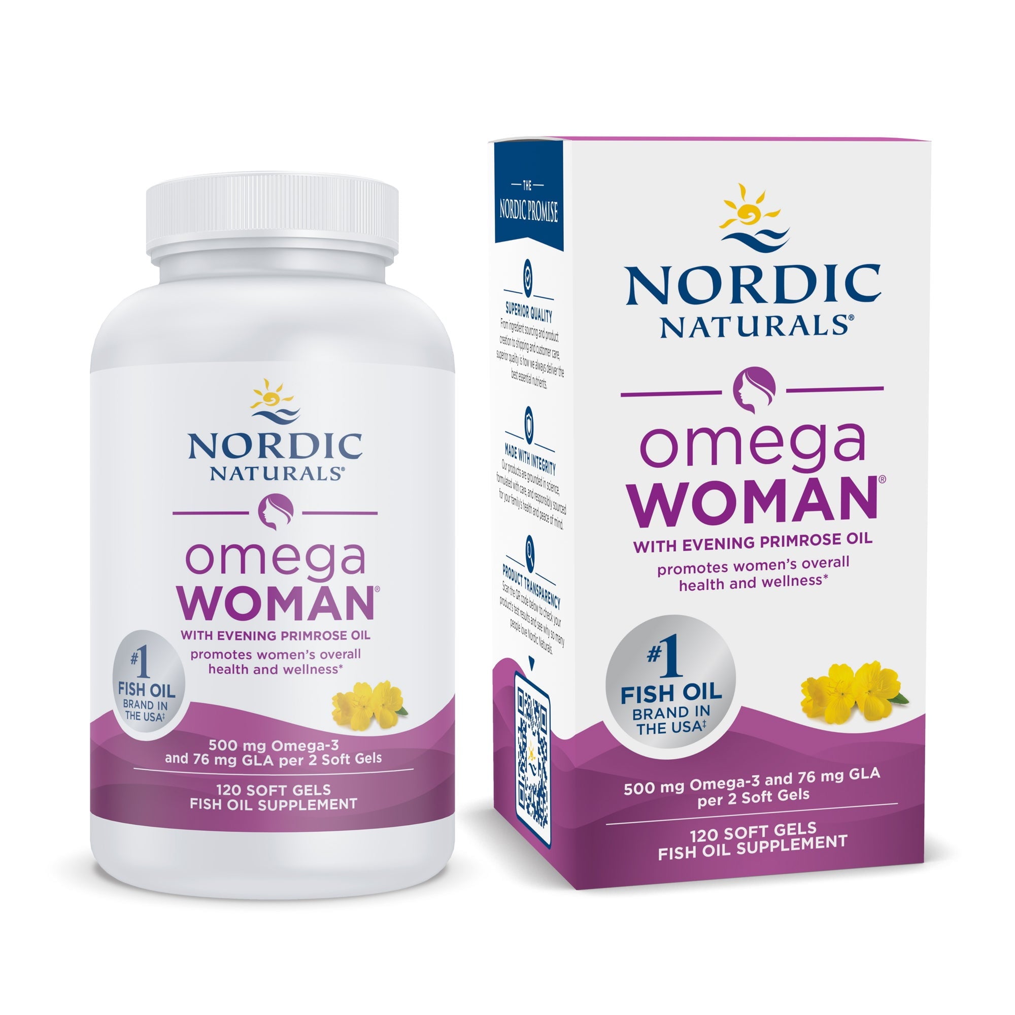 Nordic Naturals Omega Woman 500mg 120ct - front of bottle
