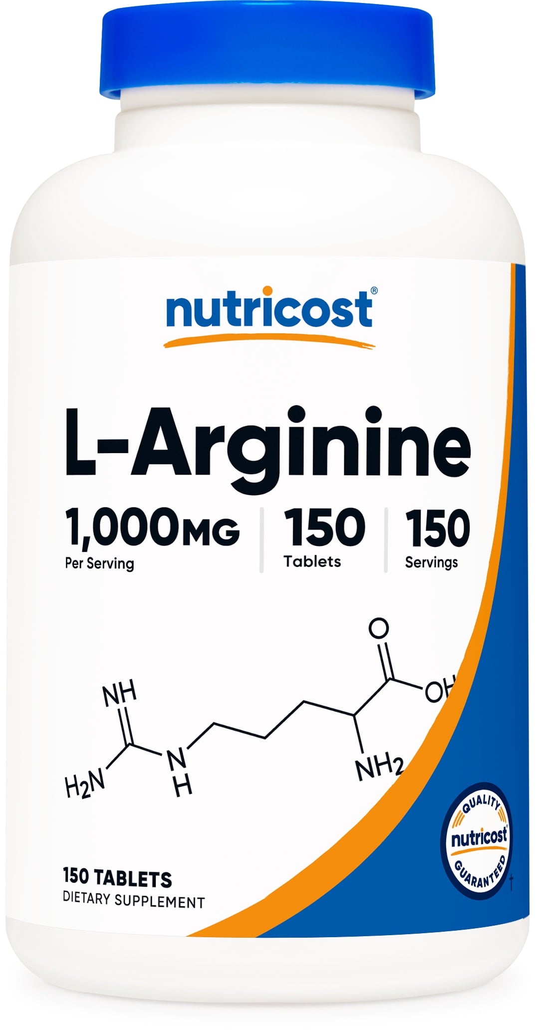 Nutricost L-Arginine 1000mg 150ct - front of bottle
