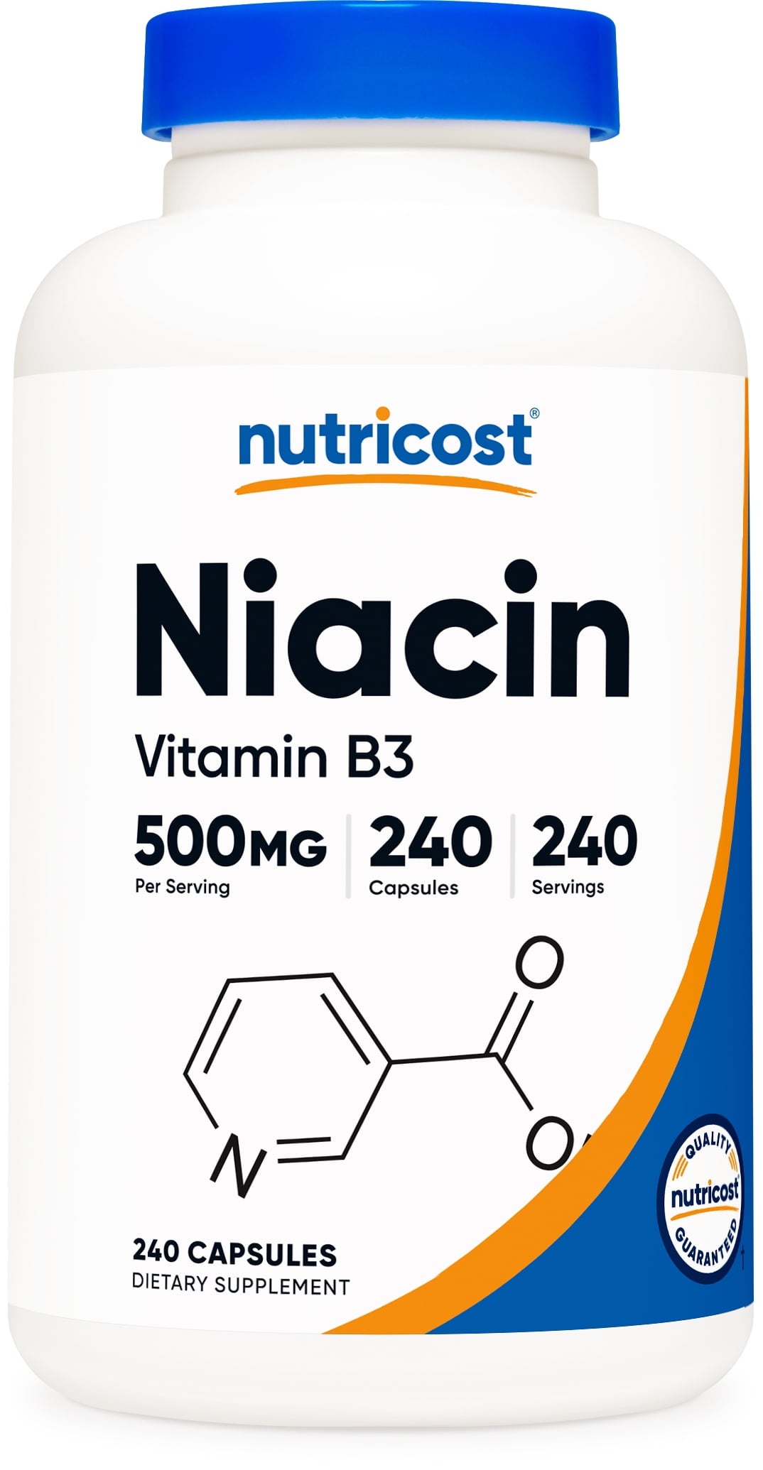 Nutricost Niacin 500mg 240ct - front of bottle