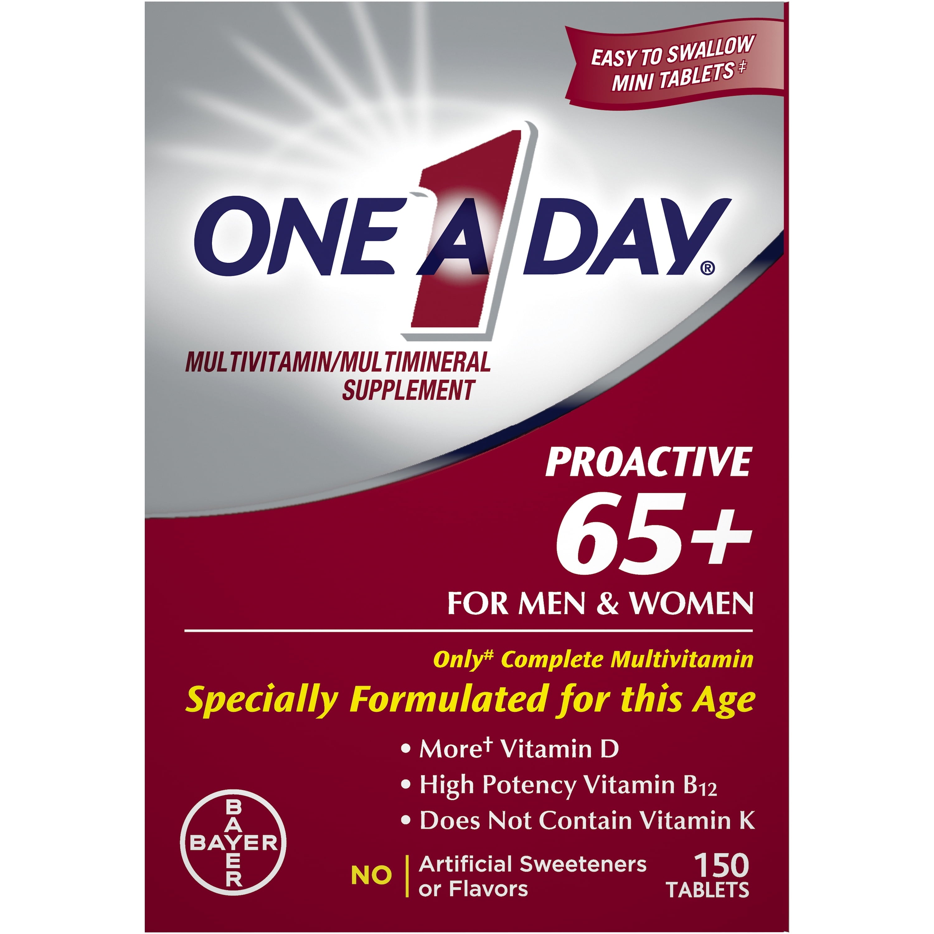 One A Day Proactive 65 Plus 150ct - front of bottle