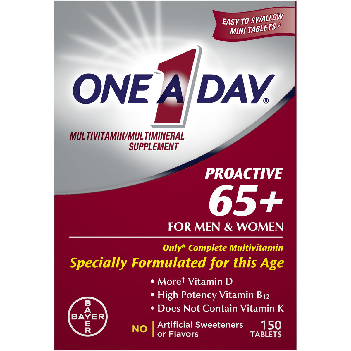 One A Day Proactive 65 Plus 150ct - front of bottle