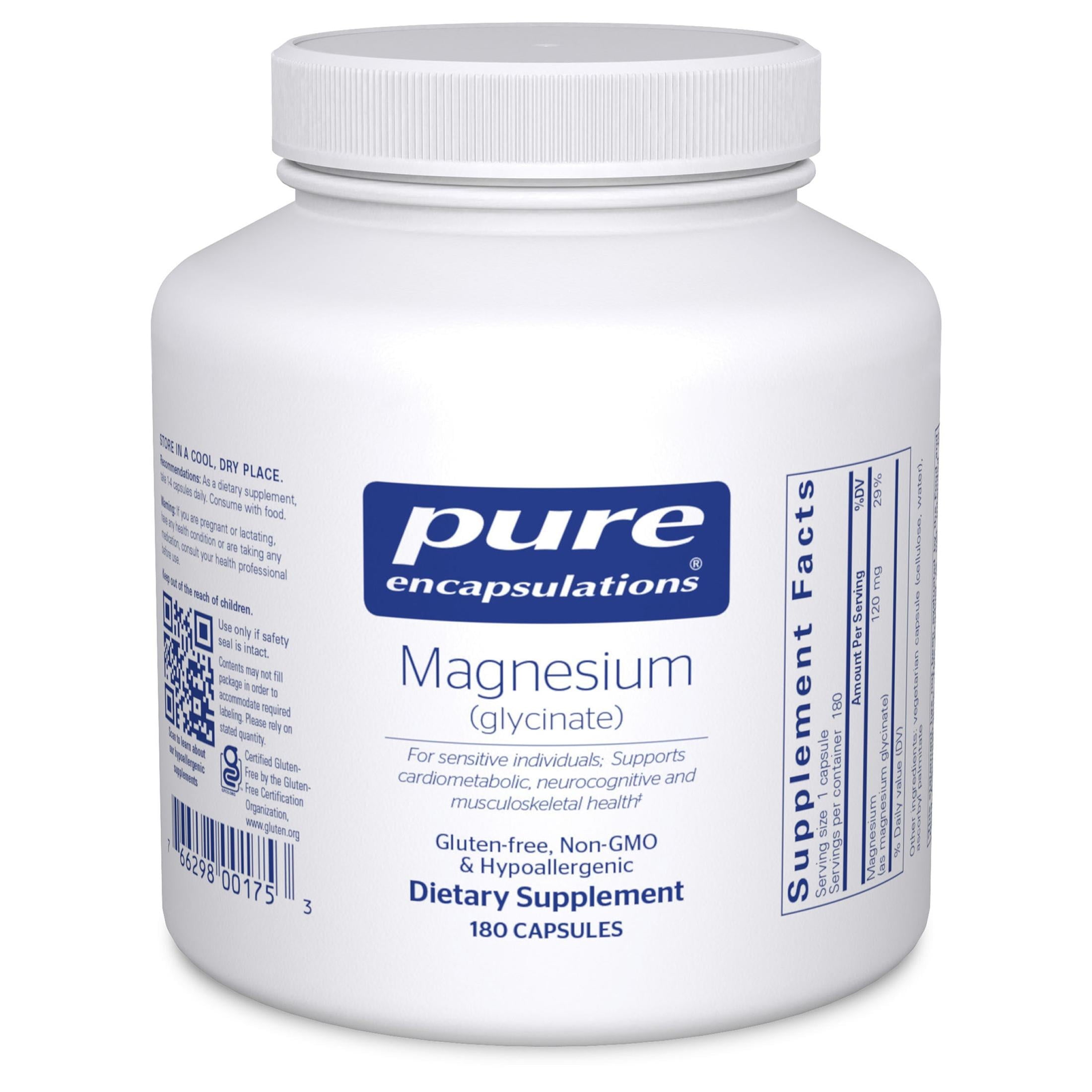 Pure Encapsulations Magnesium Glycinate 180ct - front of bottle