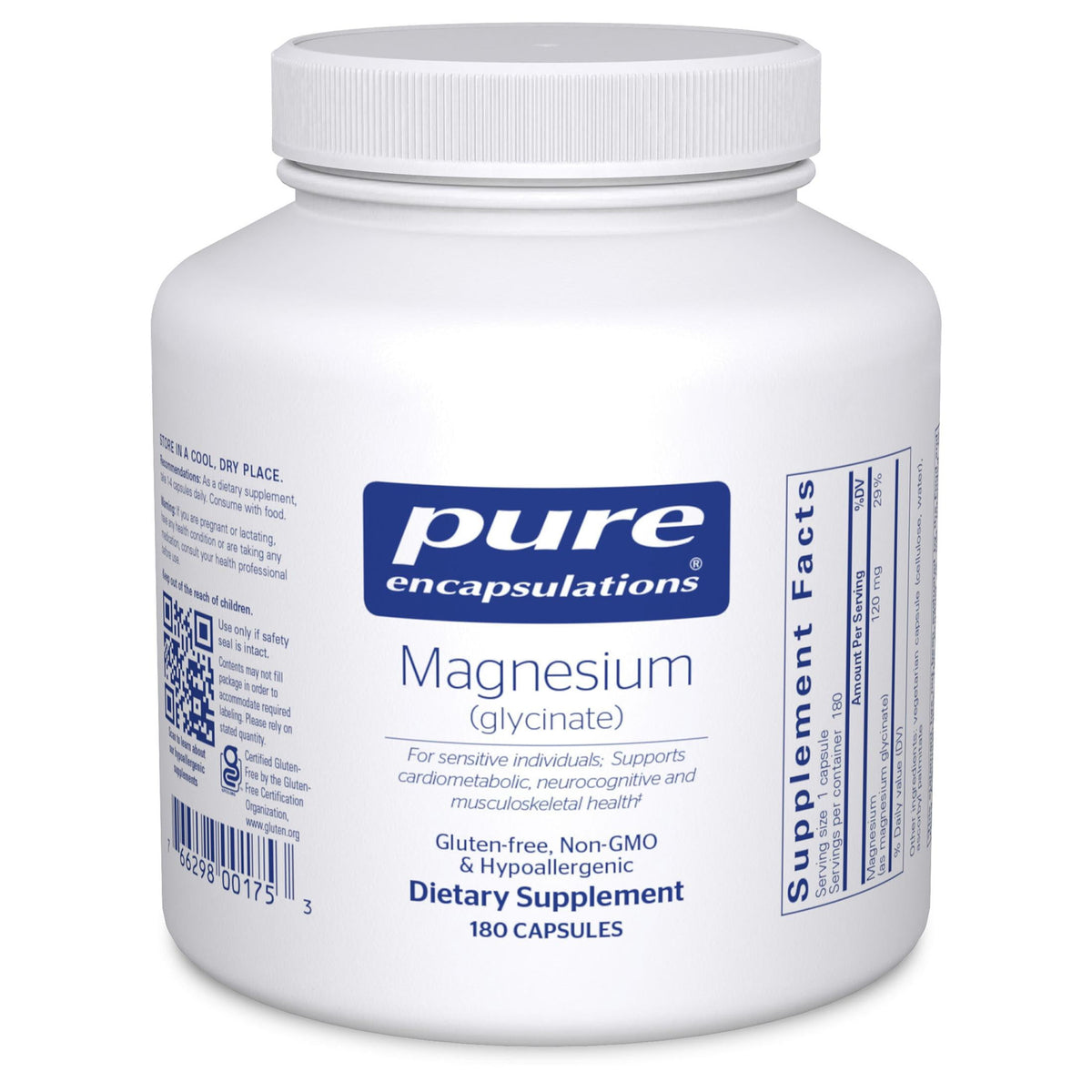 Pure Encapsulations Magnesium Glycinate 180ct - front of bottle