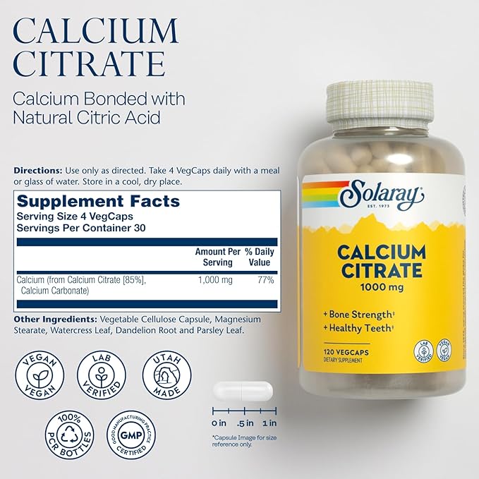 Solaray Calcium Citrate Capsules (1000 mg) 120 Count