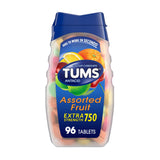 Tums Assorted Fruit Extra Strength Antacid 96ct - front of bottle