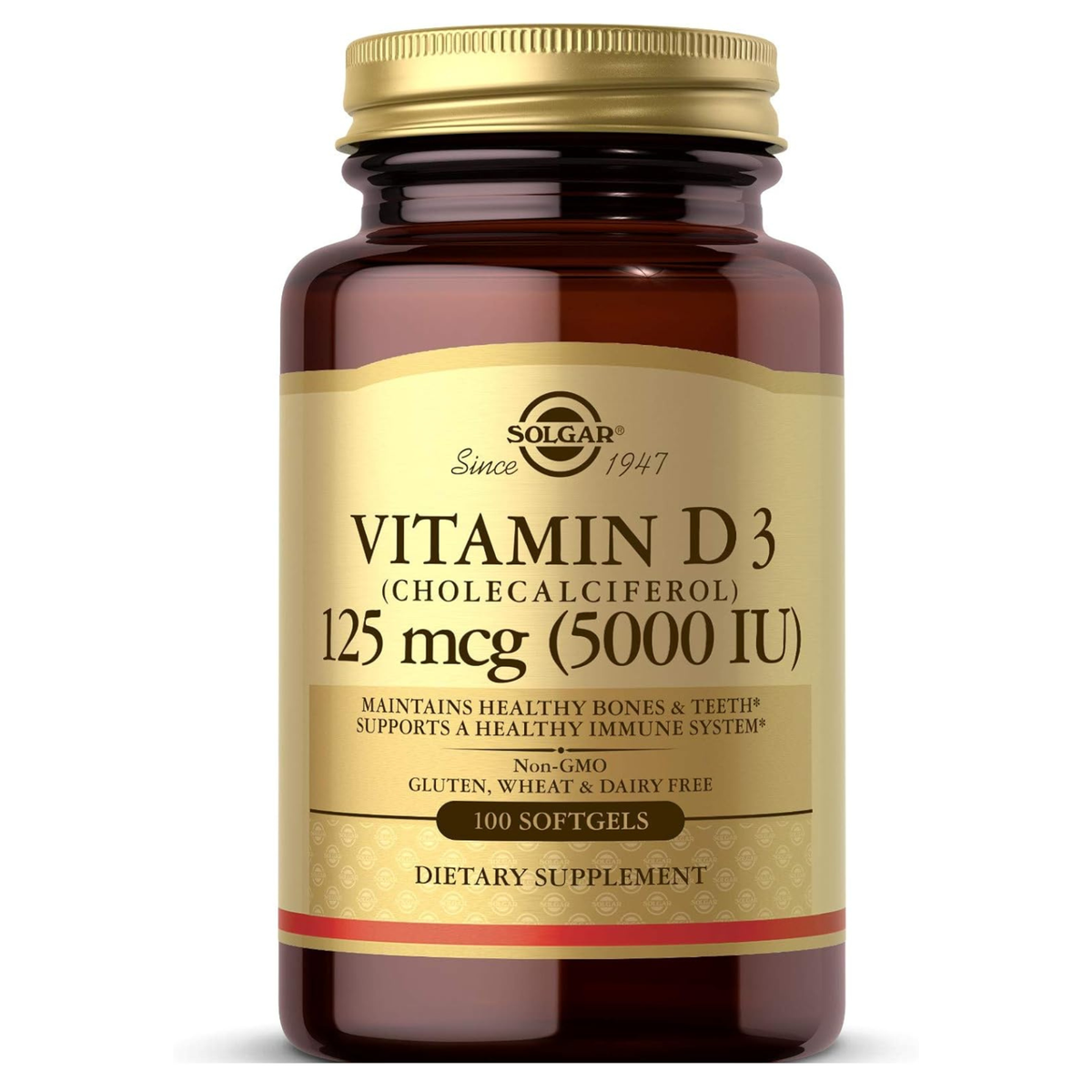 Solgar Vitamin D3 125mcg (5000 IU), 100 Softgels